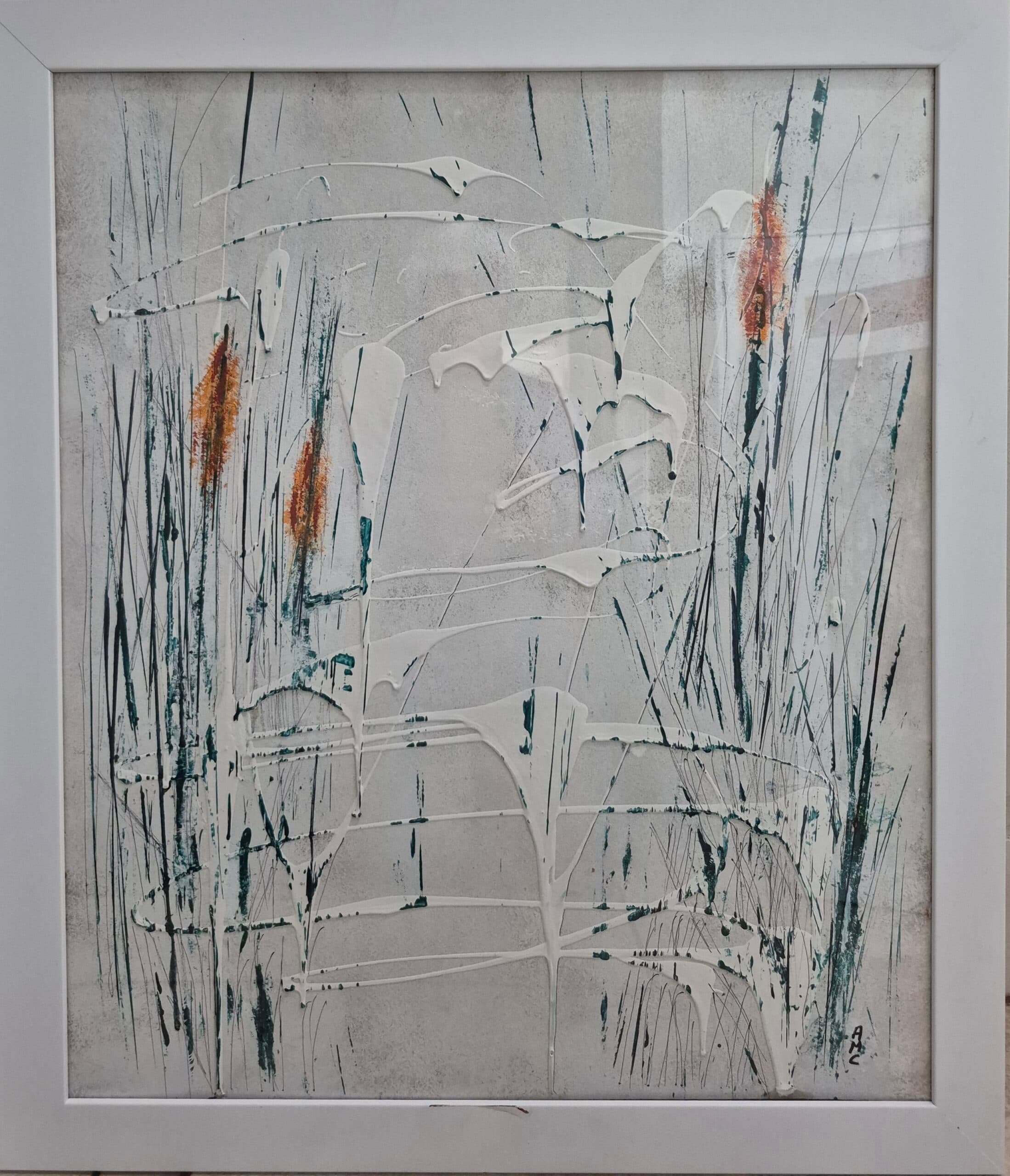 Bullrushes in ice