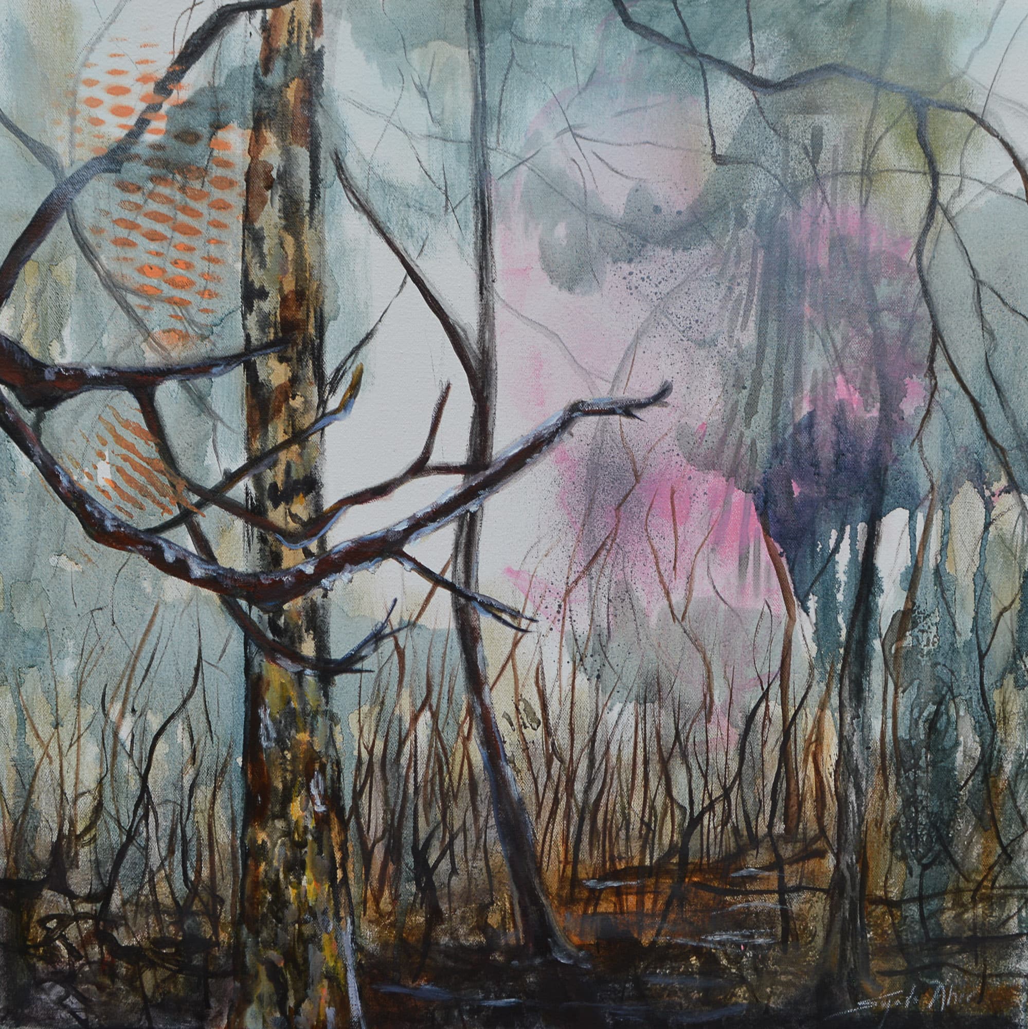 Herself 50.8X50.8 cm Oil over mixed media