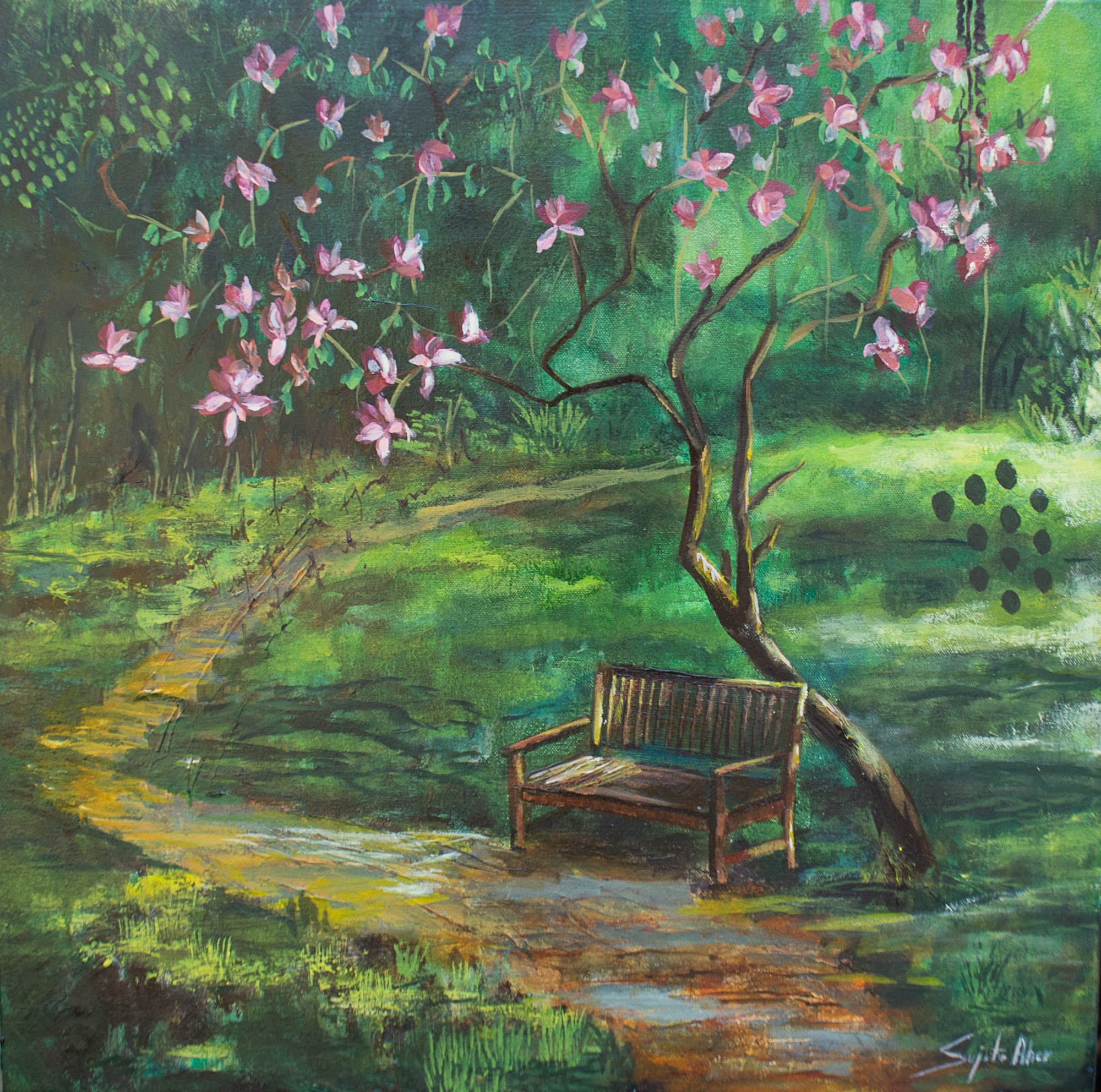Beyond Footfalls 50.8X50.8 cm Oil over mixed media