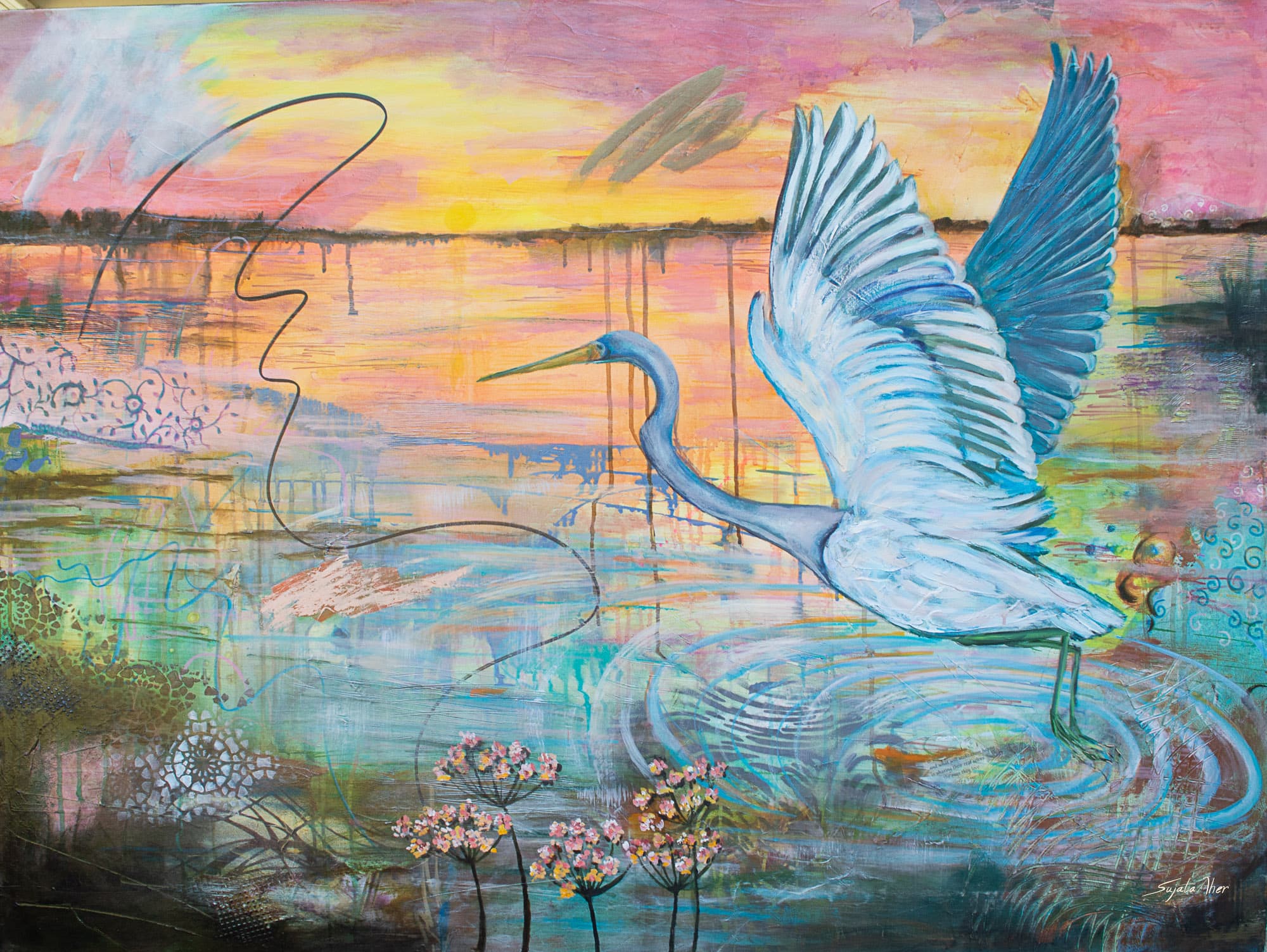 Patient Waters 91.44X 121.92 cm Oil over mixed media