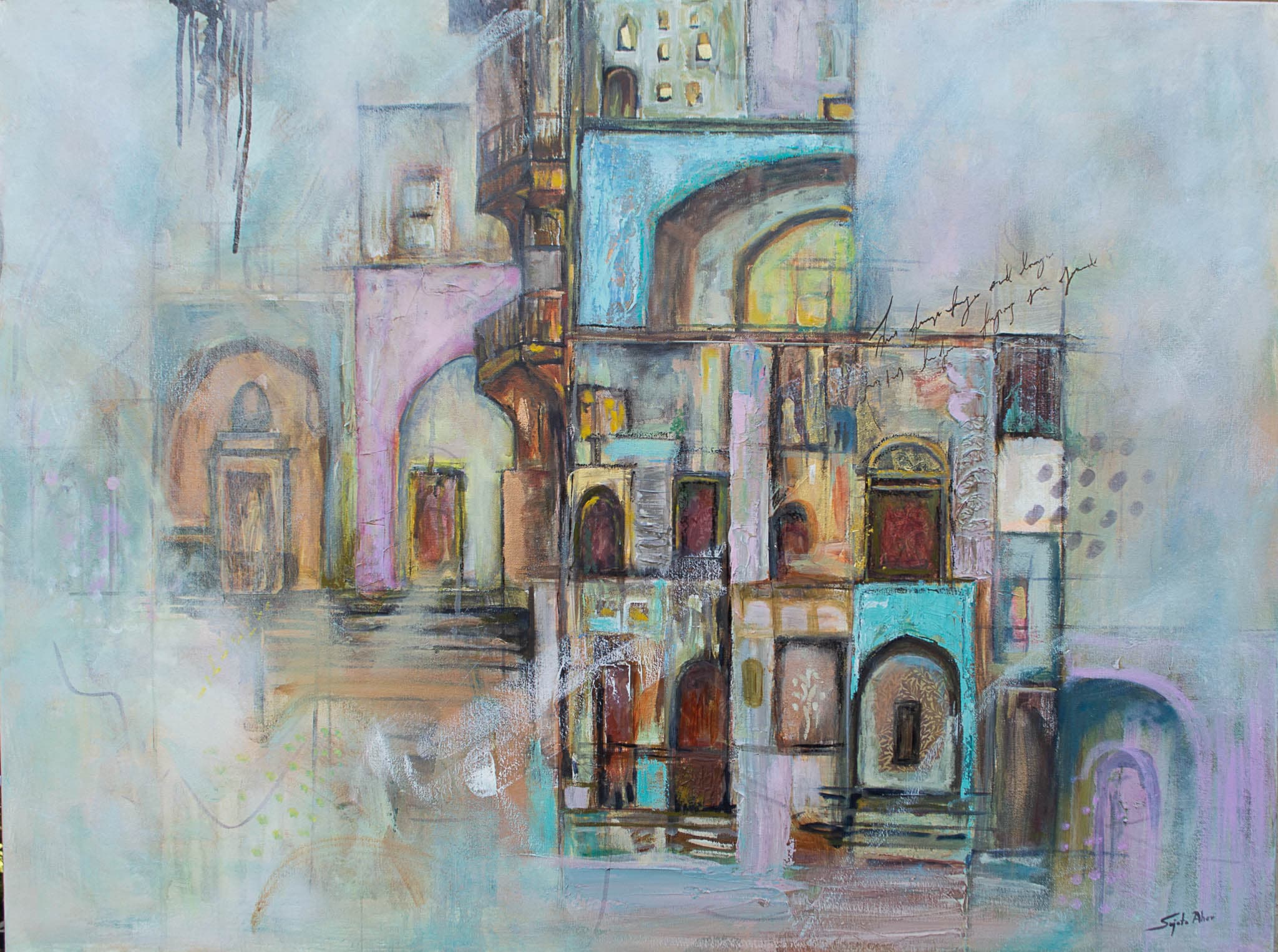 Thoughts in to forms 76.2h X 101.6w cm Oil over mixed media
