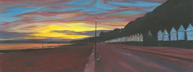 Bournemouth Beach Hut Sunset Original