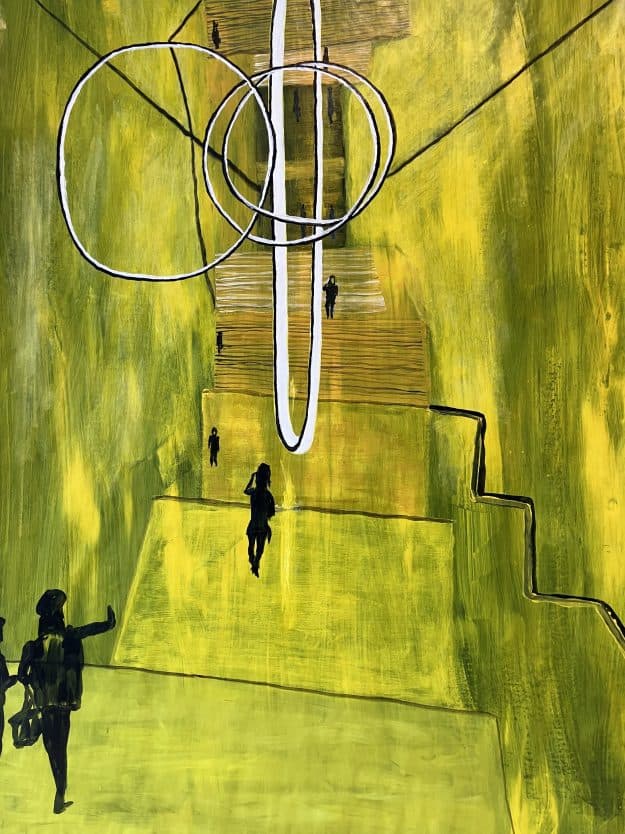 Grand Mirrored Yellow Staircase