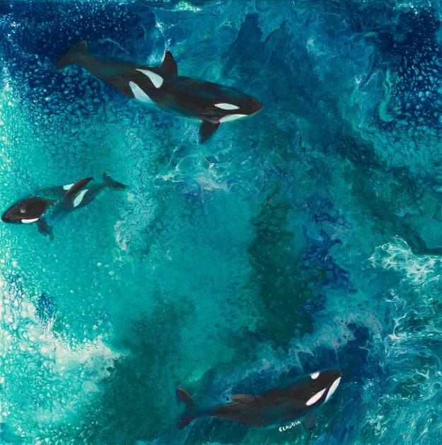 Orca Family Metal Print