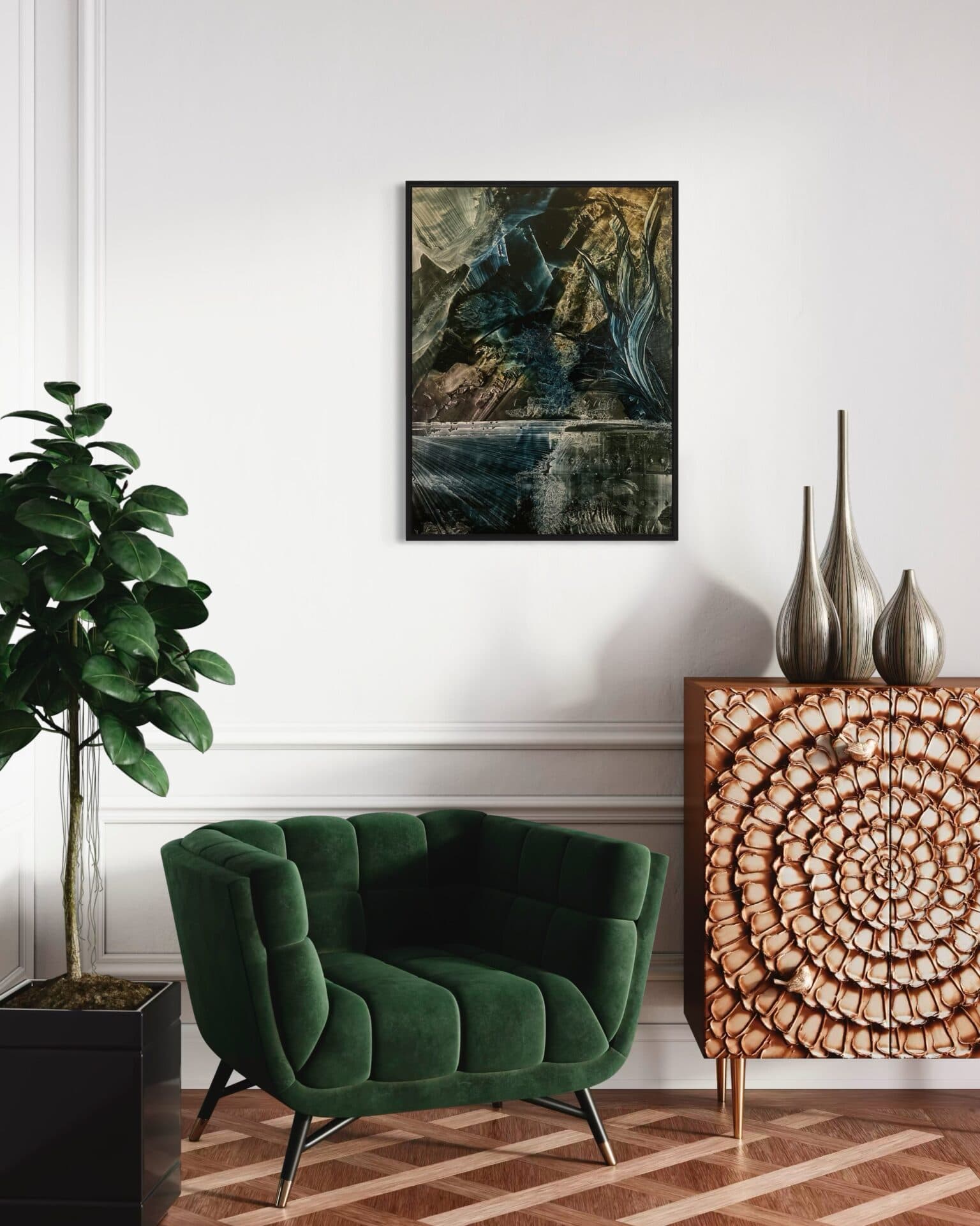 “Blue Lagoon” | Uniqie work! | Hand painted | Oil on canvas | 60 x 80 cm - Framed