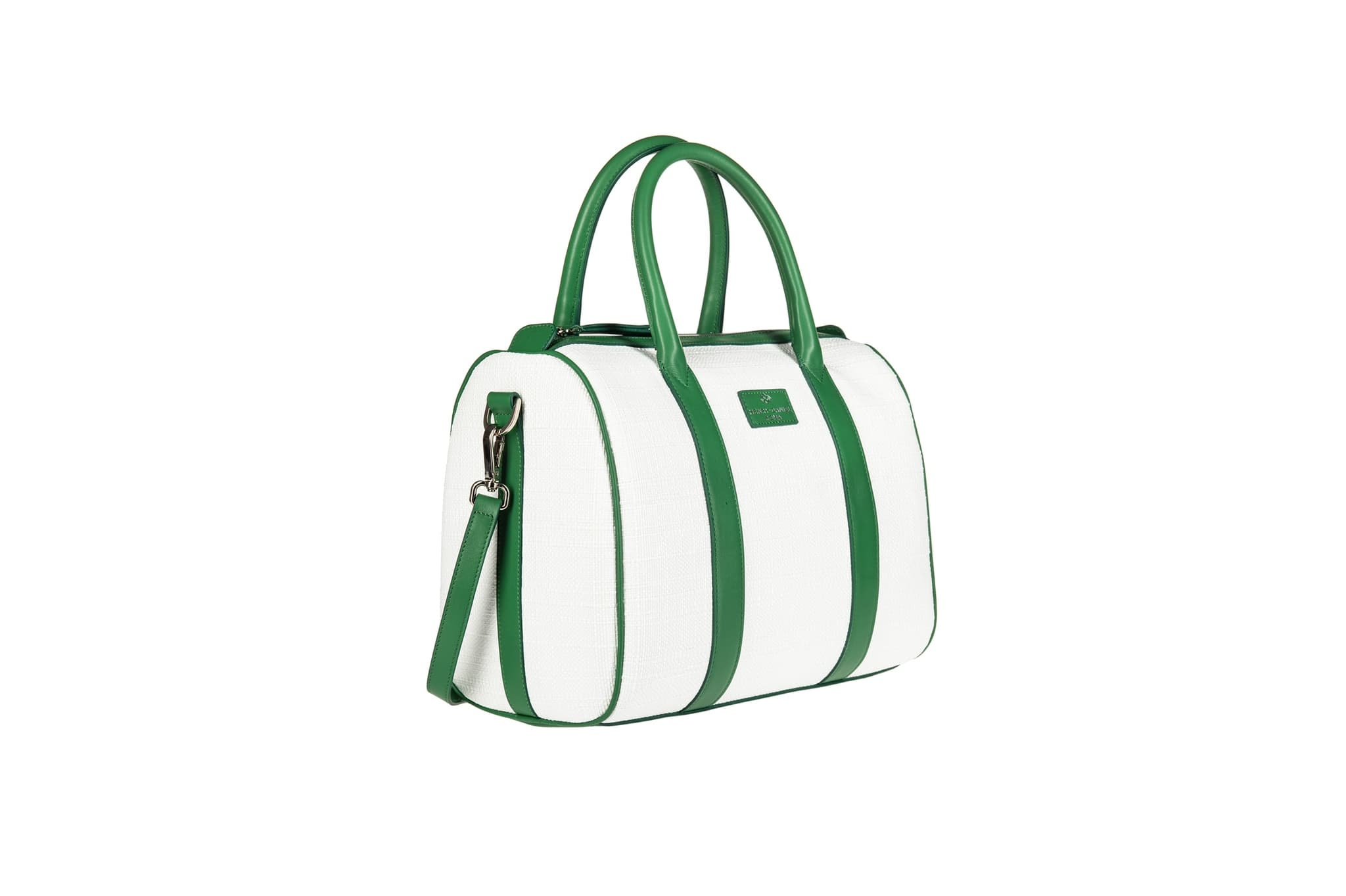 lucia Green Leather begie raffia