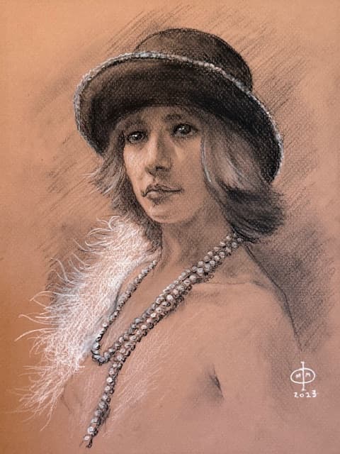 Harle in Hat and Pearls