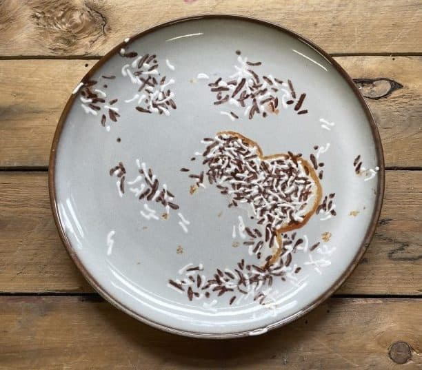 from the series; "Dirty Dishes” Plate.03  sandwich, chocolate sprinkles