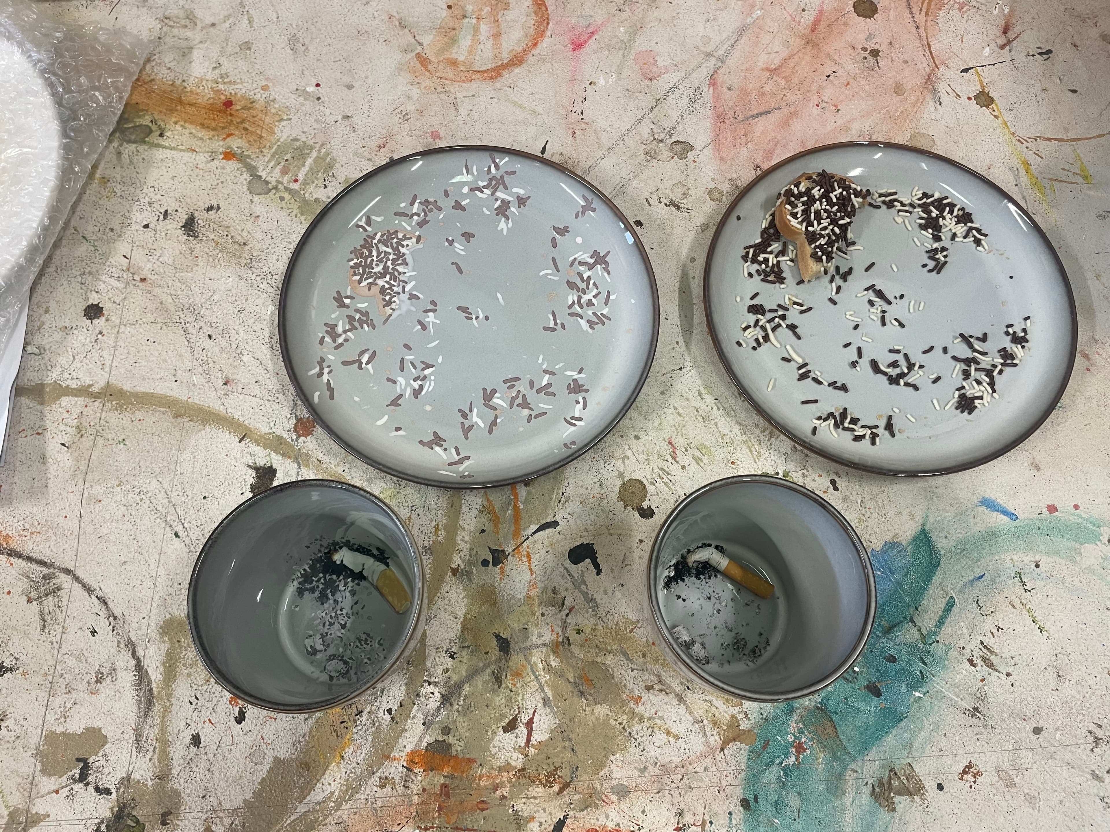 from the series; "Dirty Dishes” Plate.01  sandwich, chocolate sprinkles