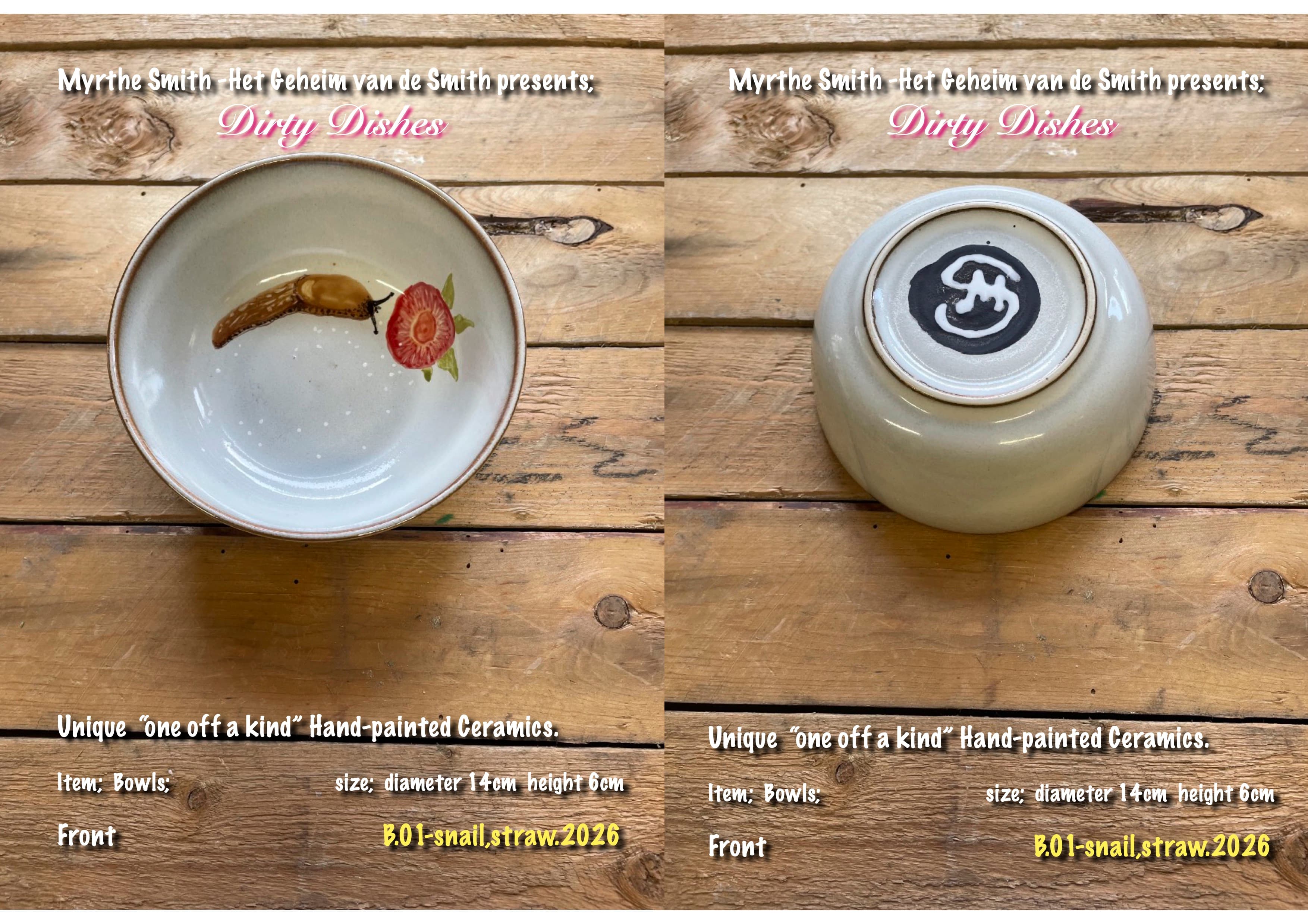 from the series; "Dirty Dishes” Bowl.01   snail,strawberry