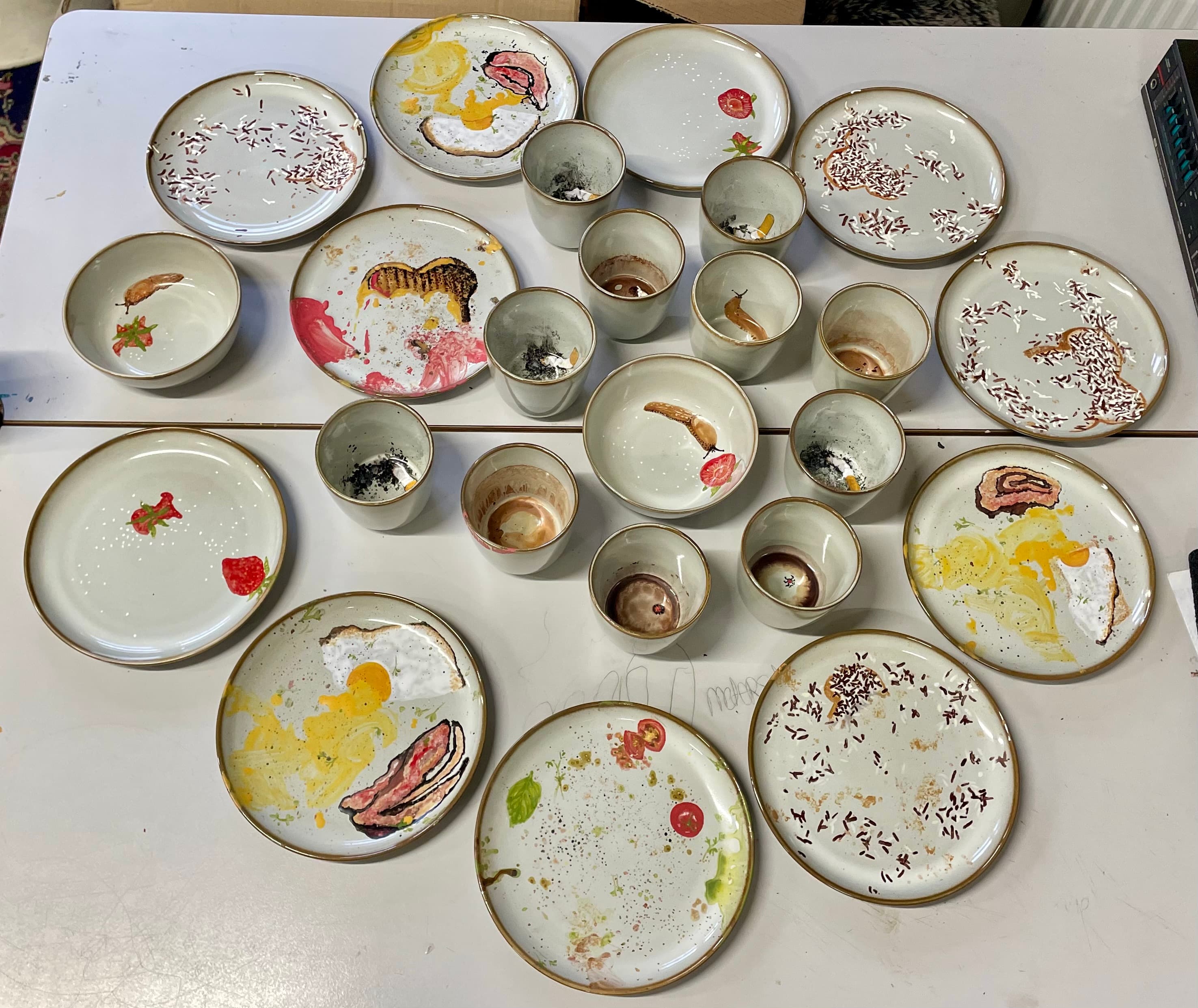 from the series; "Dirty Dishes” Bowl.01   snail,strawberry