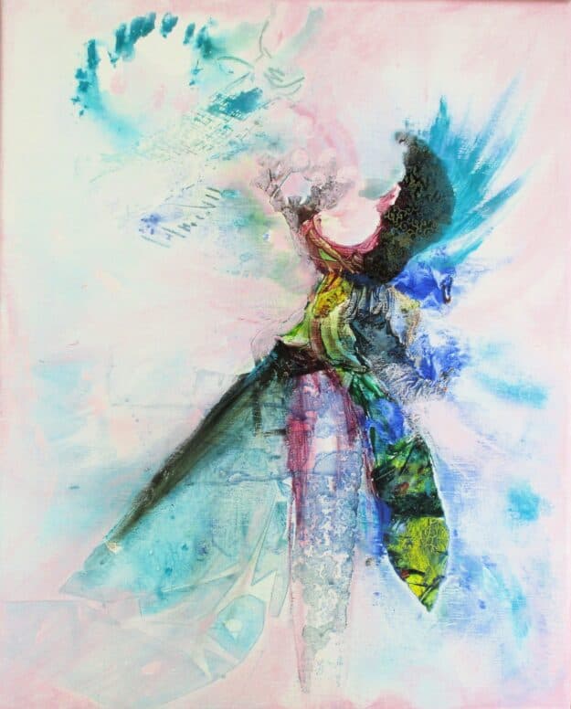 Acrylique et collages sur toile de lin
