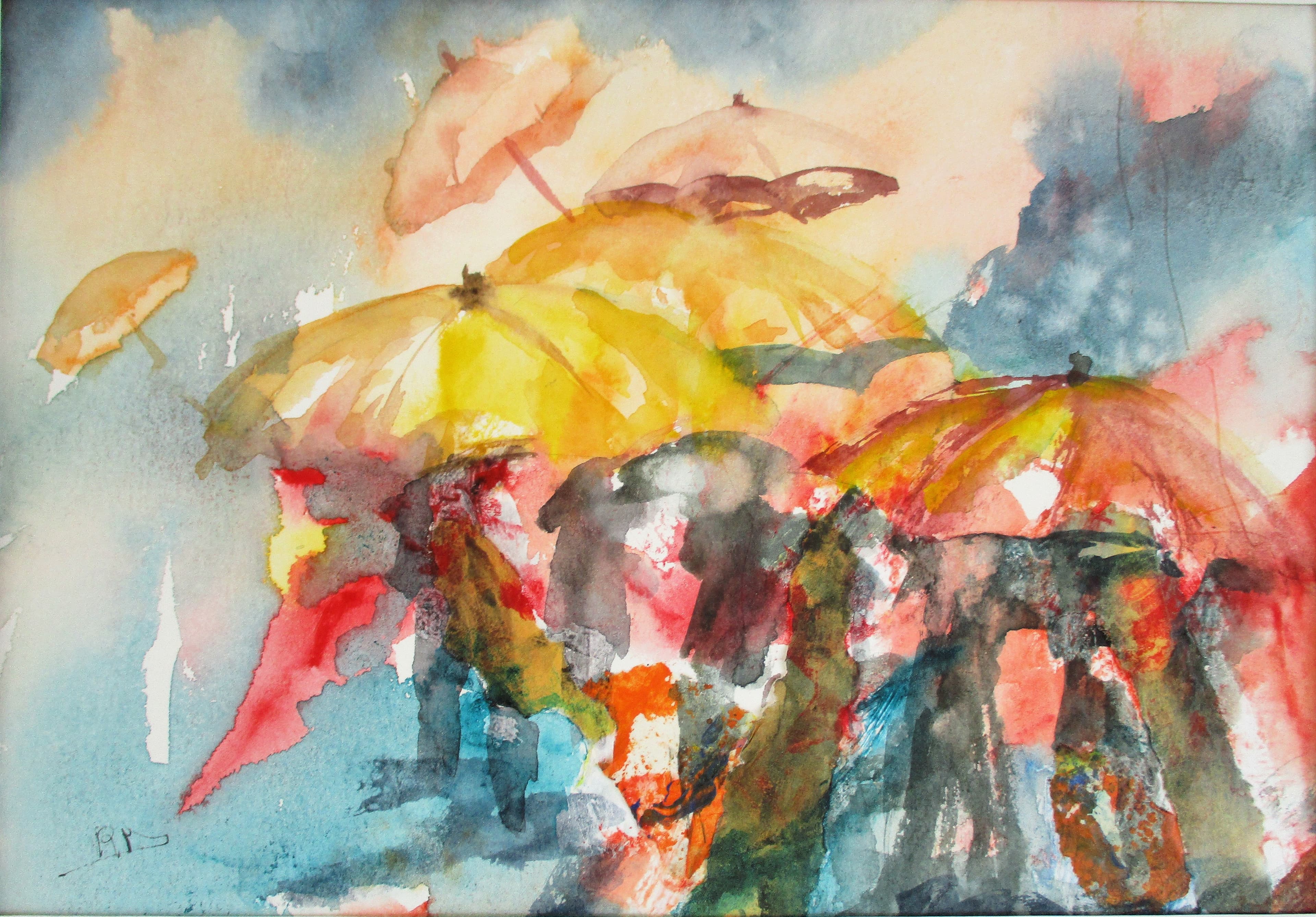 Aquarelle sur papier et collages