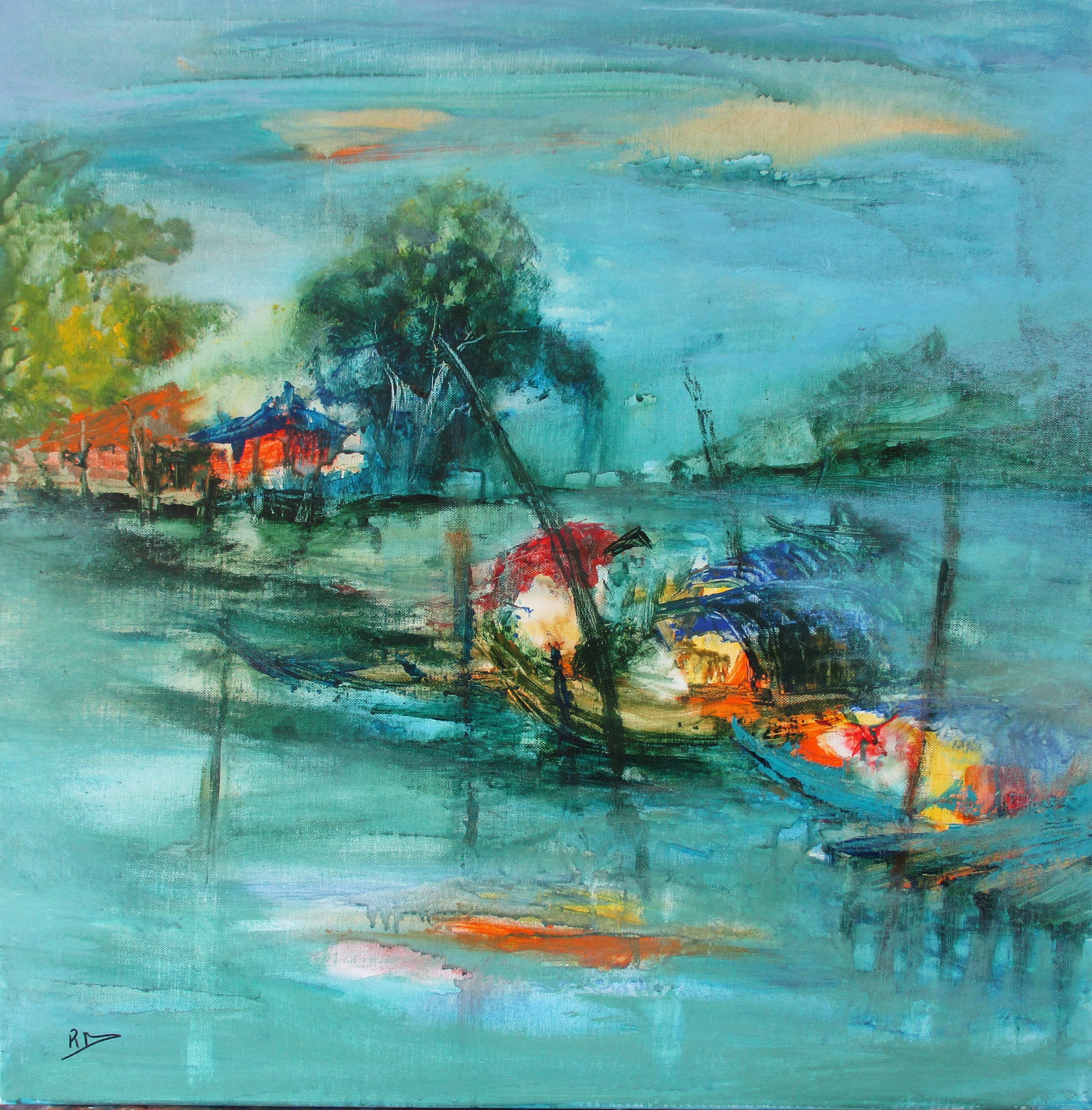 Tableau Acrylique et collages sur toile de lin