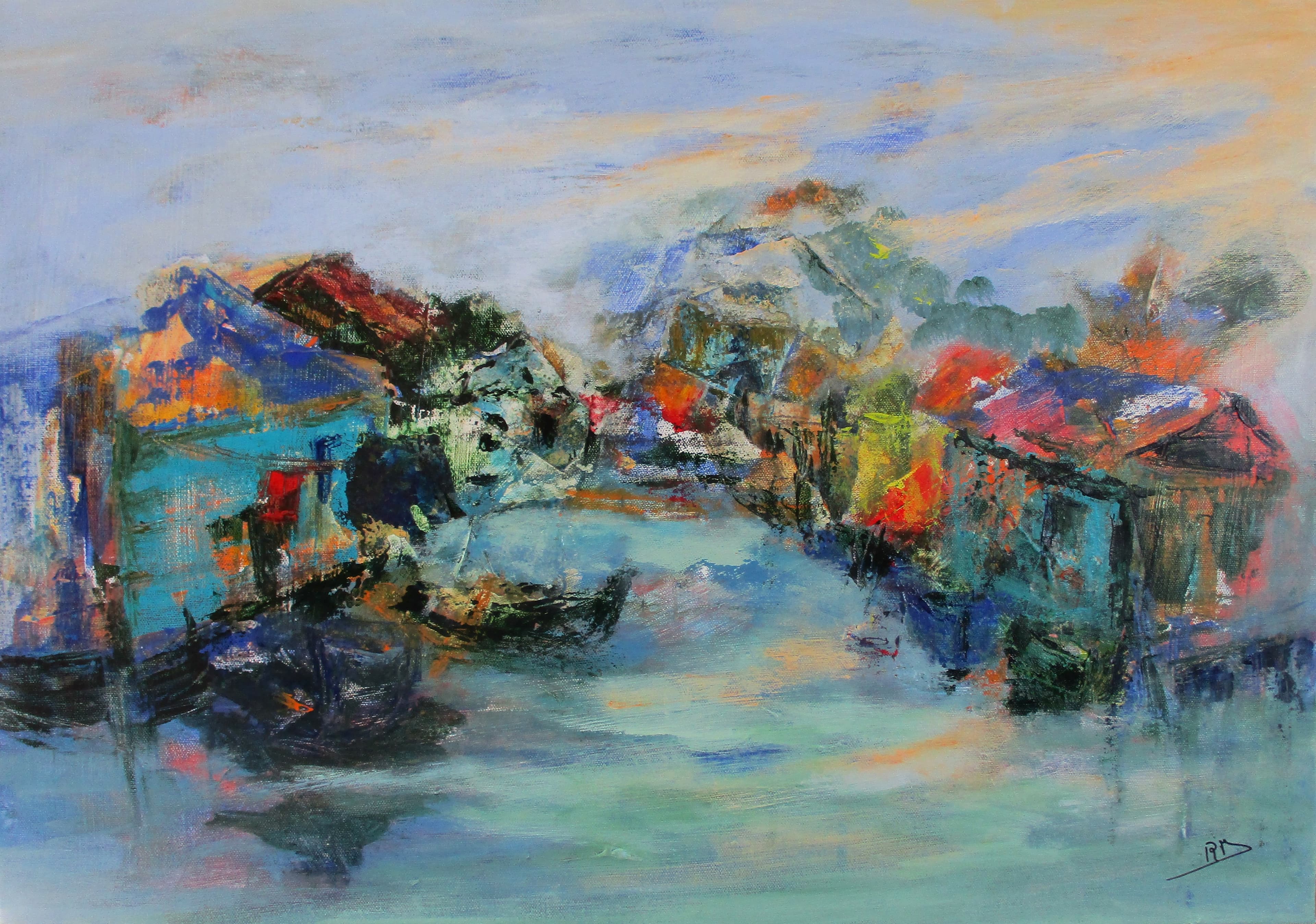 Tableau Acrylique et collages sur toile de lin