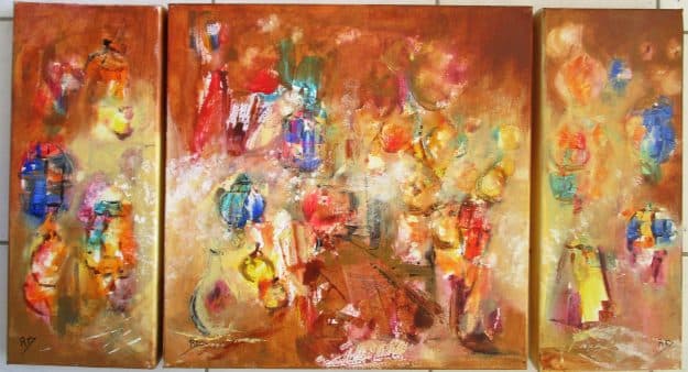 Tableau Acrylique et collages sur toile de lin