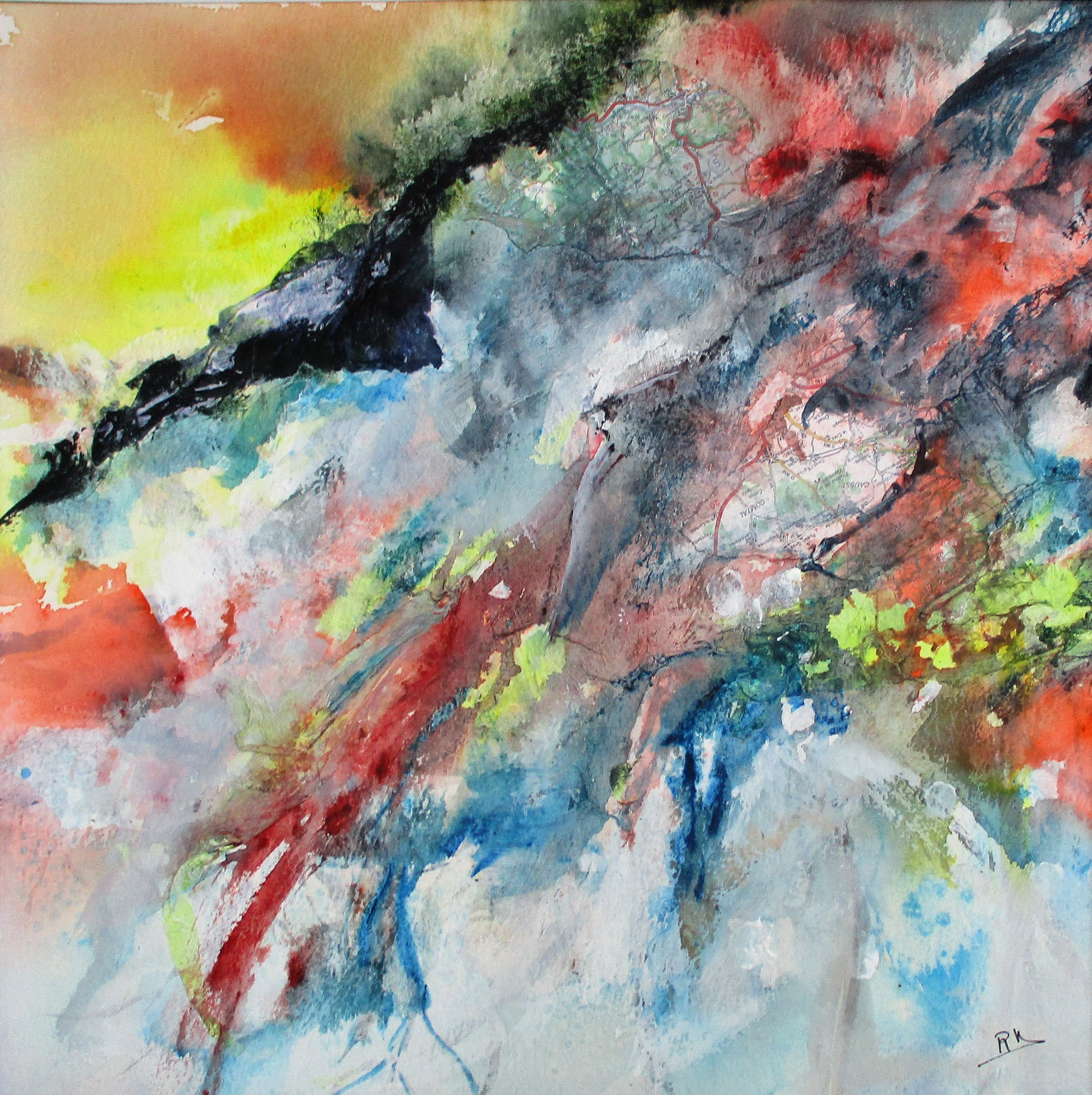 Aquarelle sur papier et collages