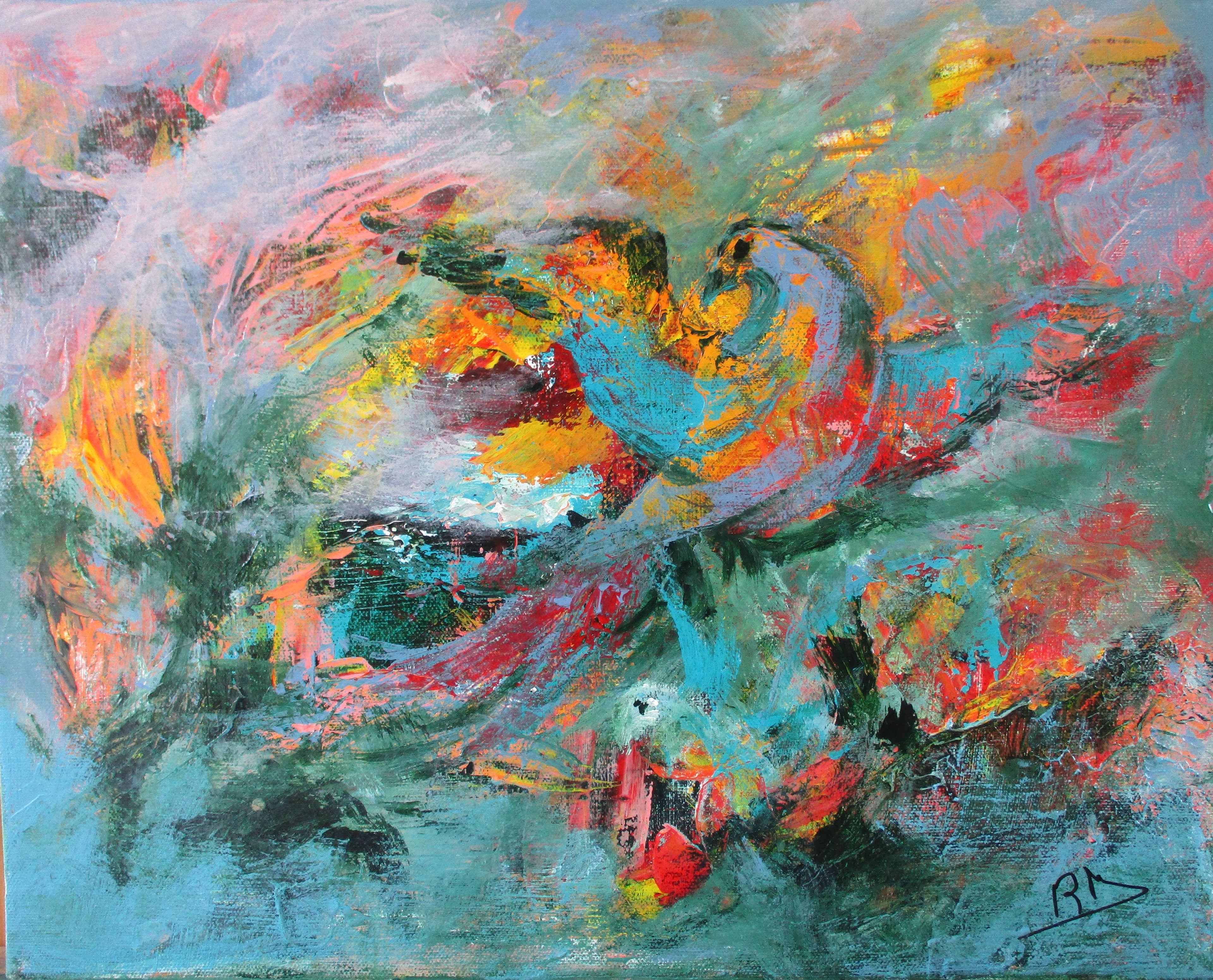 Tableau Acrylique et collages sur toile de lin