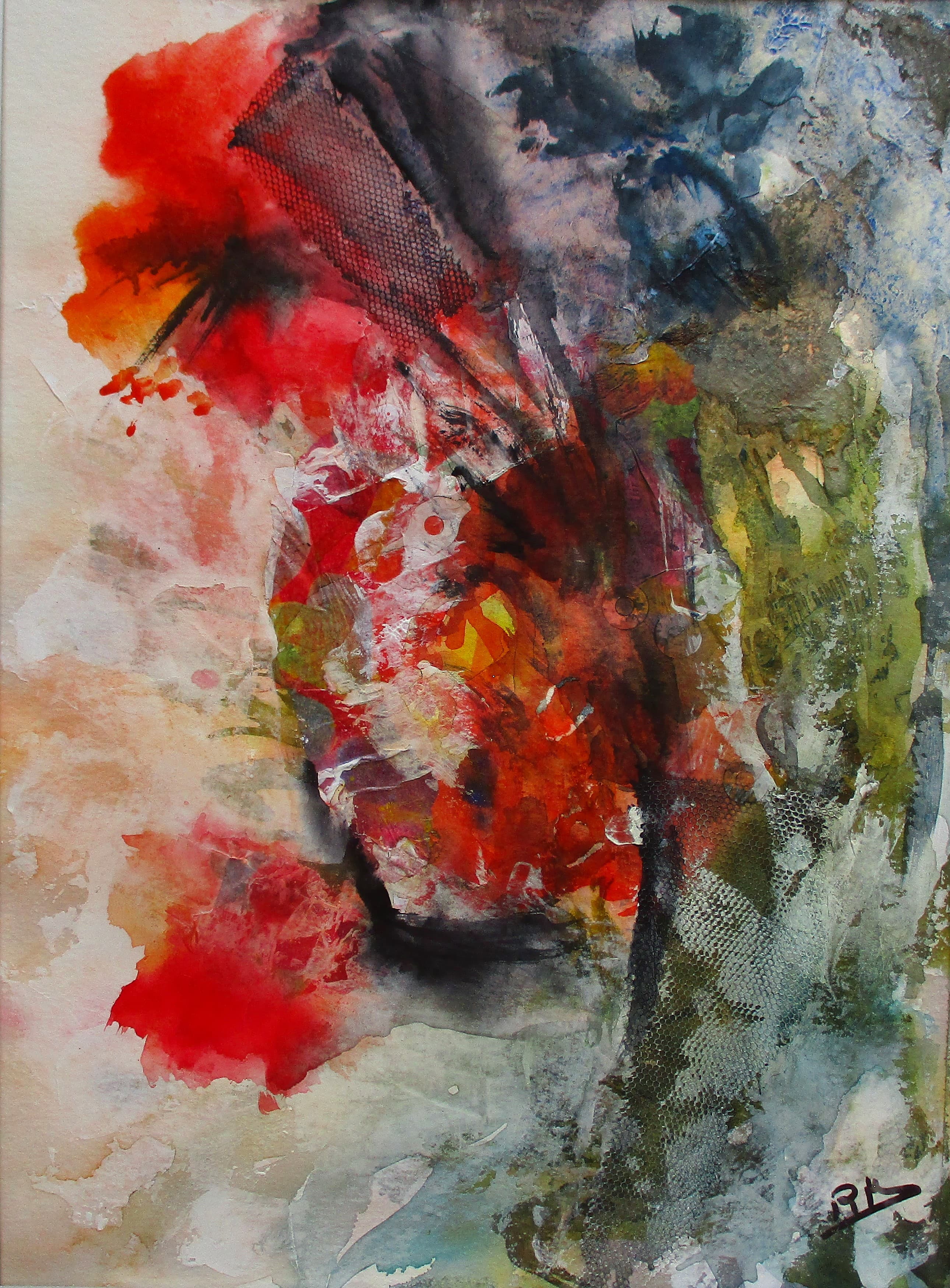 Aquarelle sur papier et collages