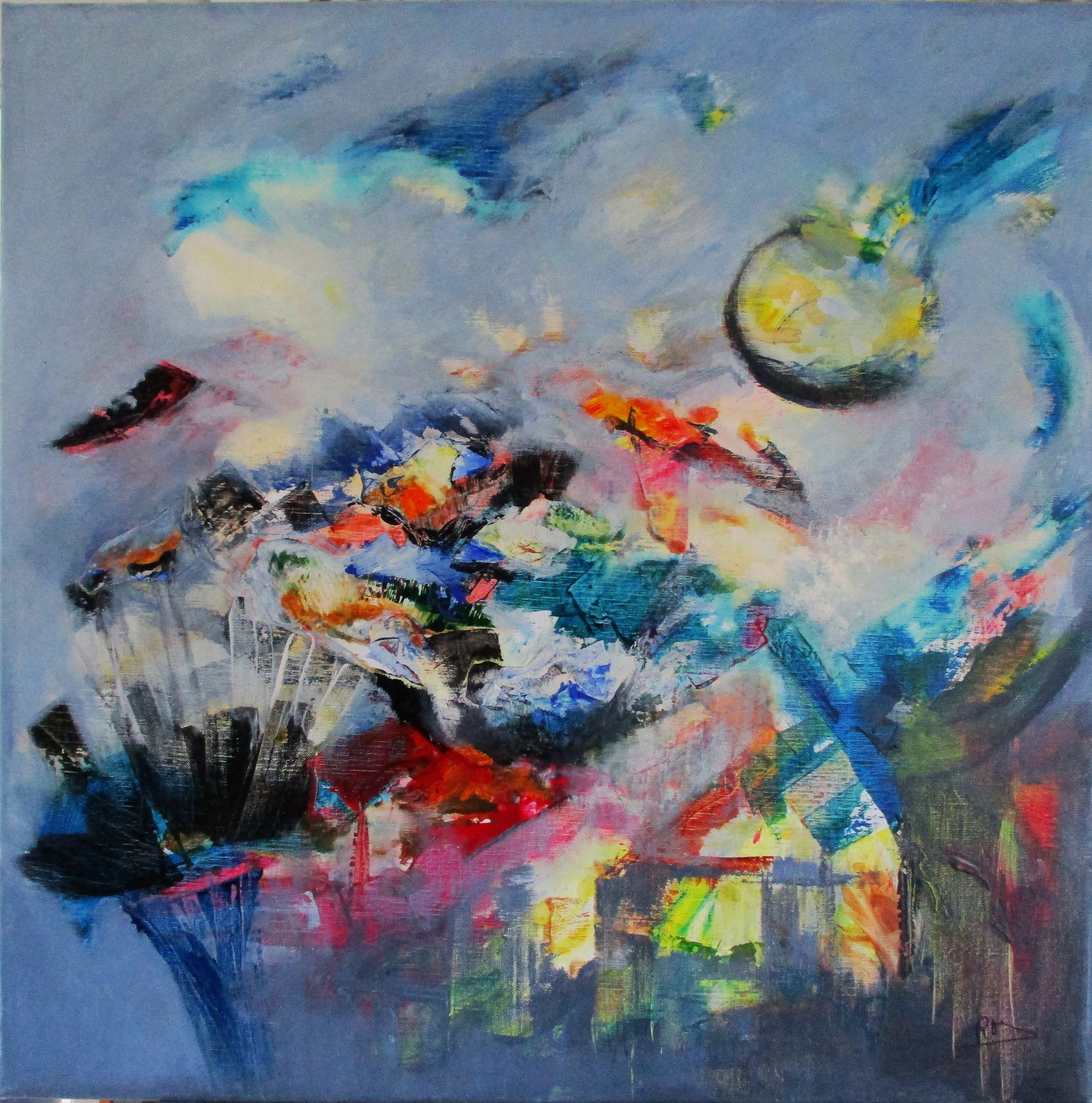 Tableau Acrylique et collages sur toile de lin