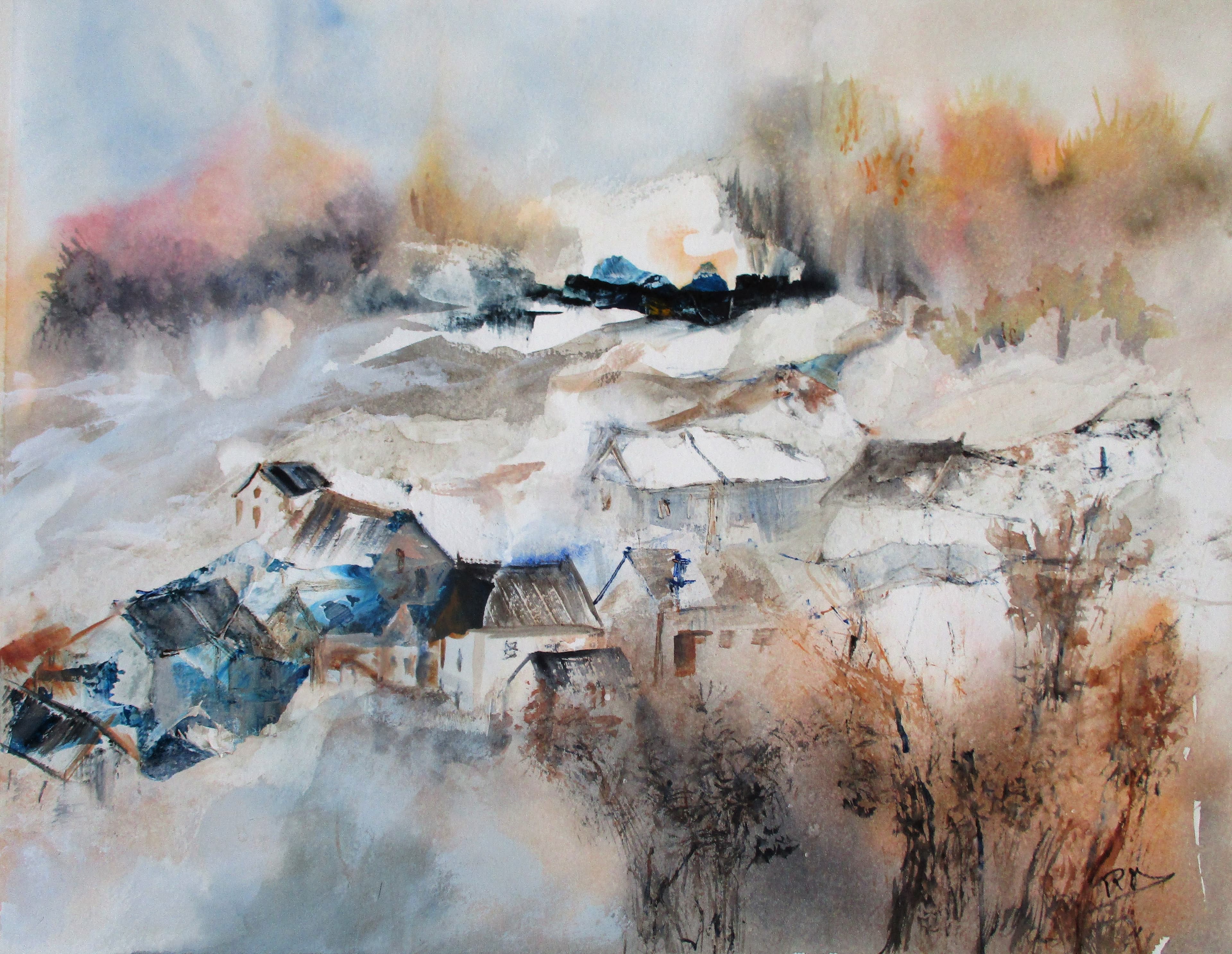 Aquarelle sur papier et collages