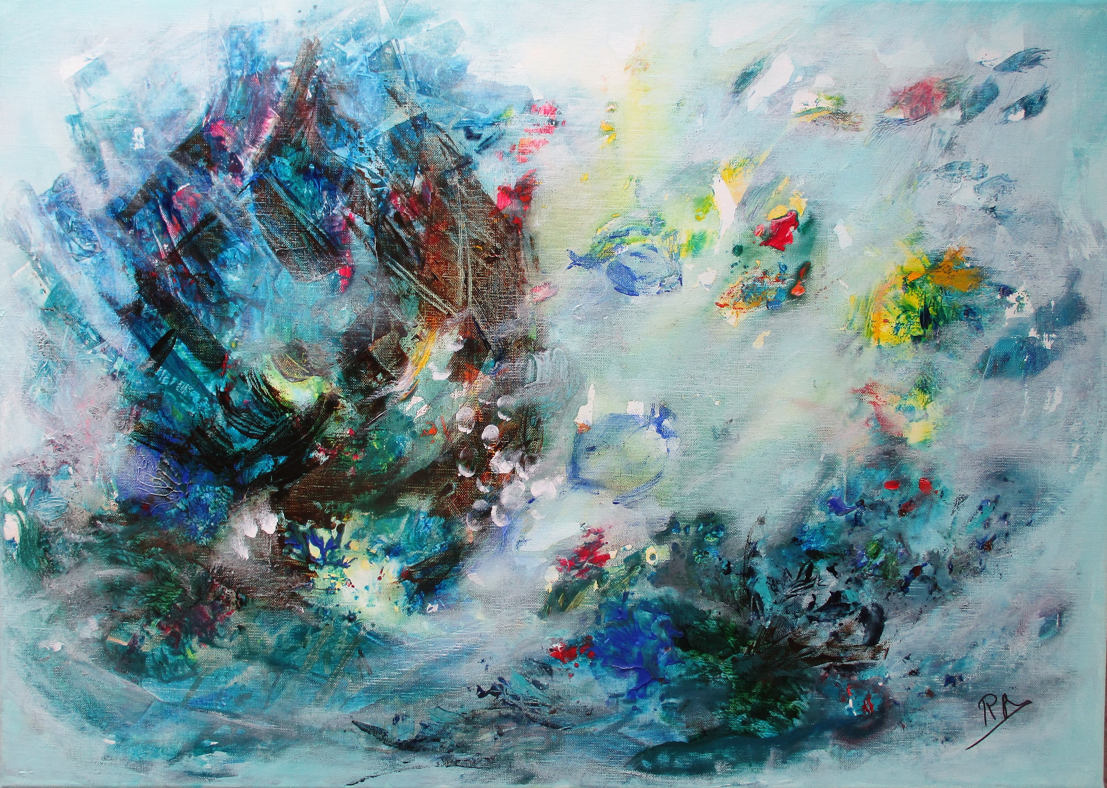 Tableau Acrylique et collages sur toile de lin