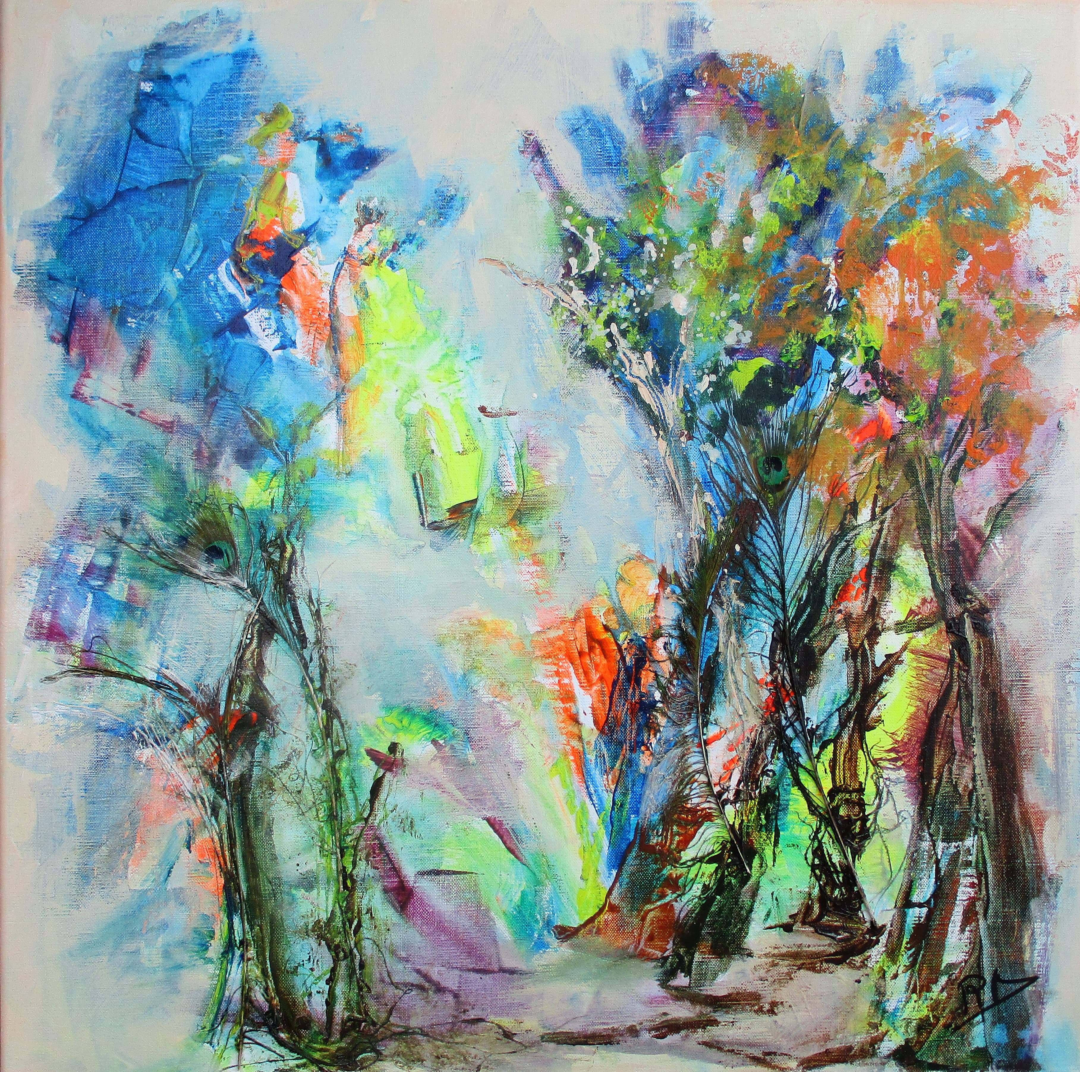 Tableau Acrylique et collages sur toile de lin