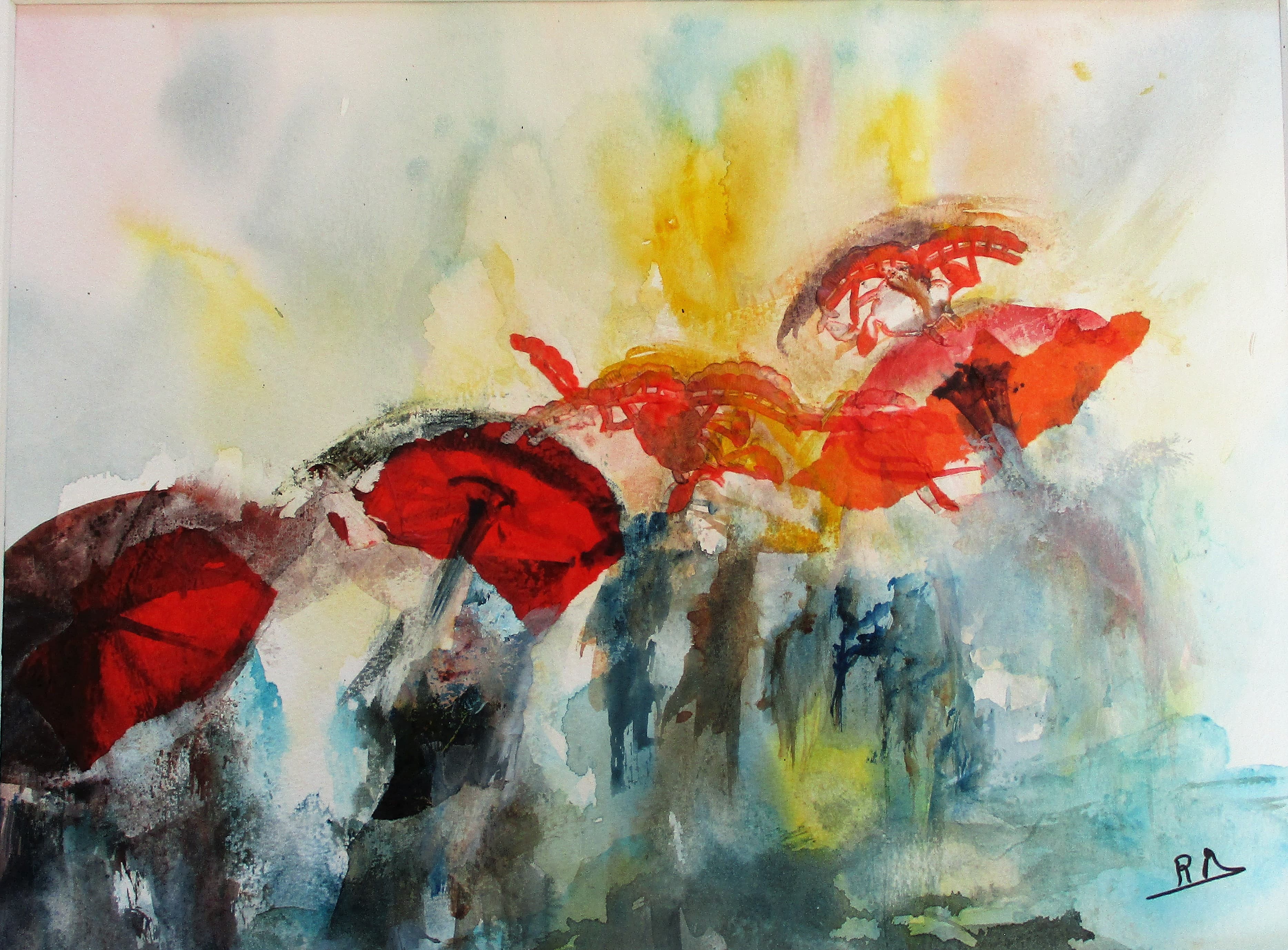 Aquarelle sur papier et collages