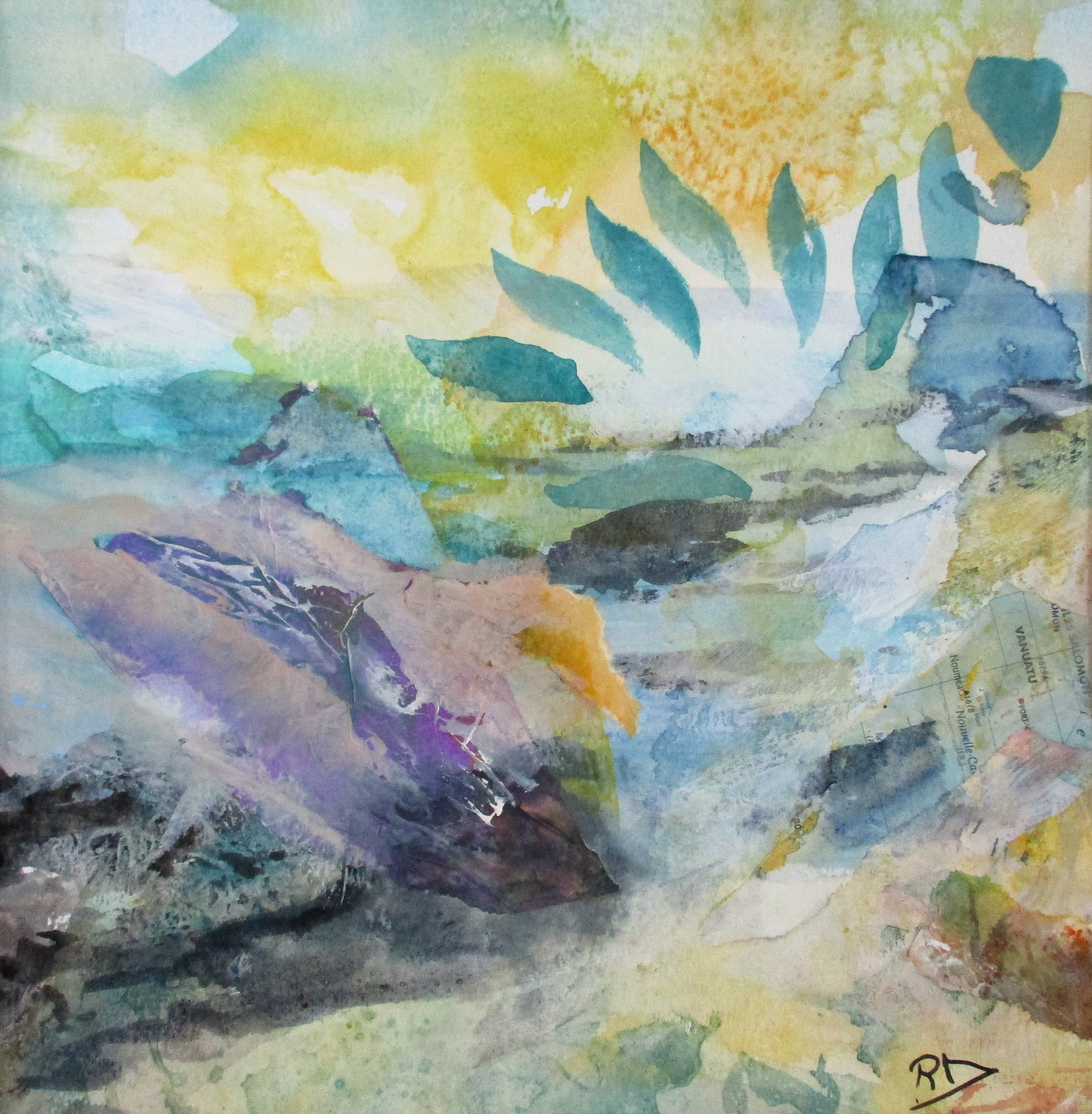 Aquarelle sur papier et collages
