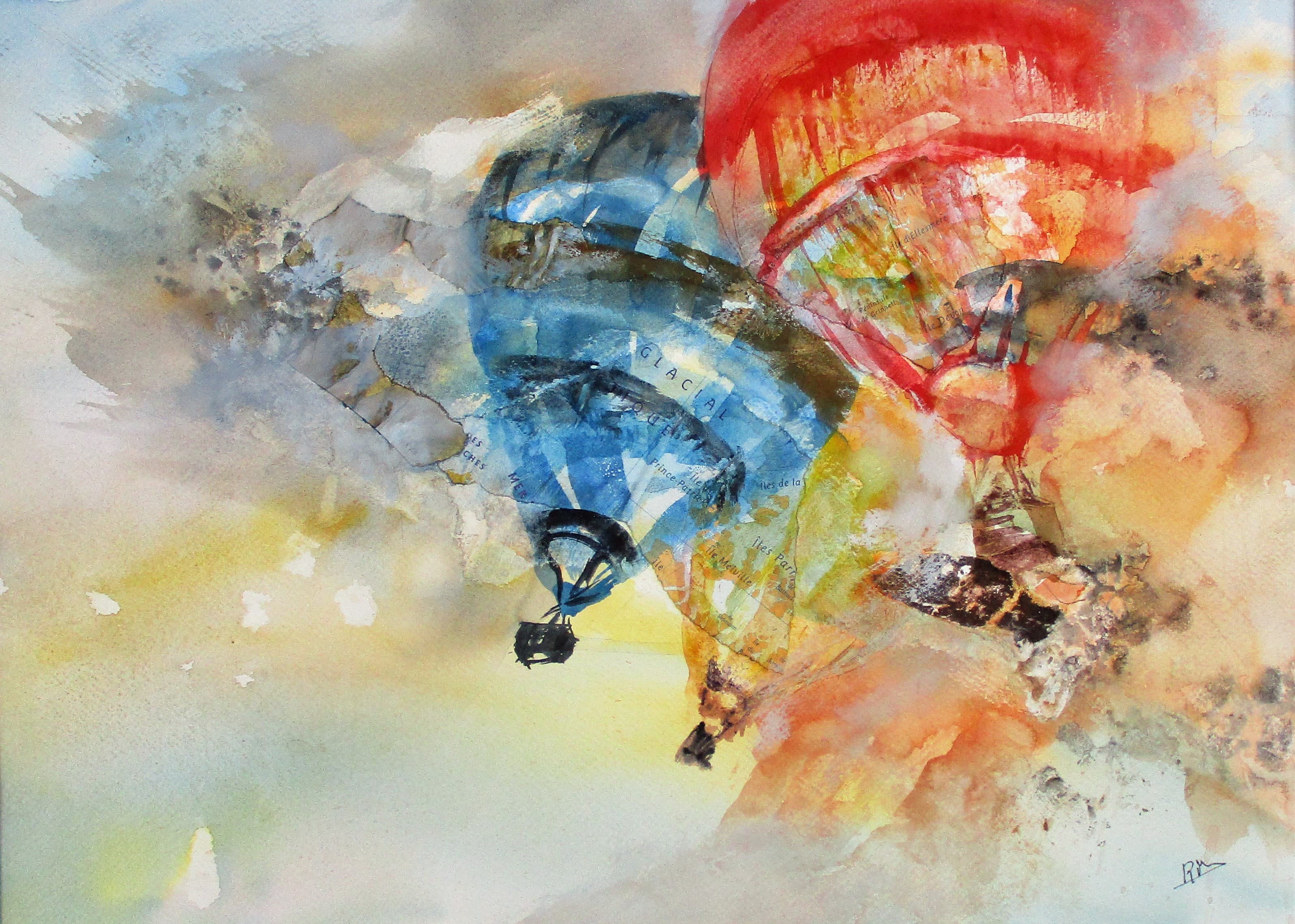 Aquarelle sur papier et collages