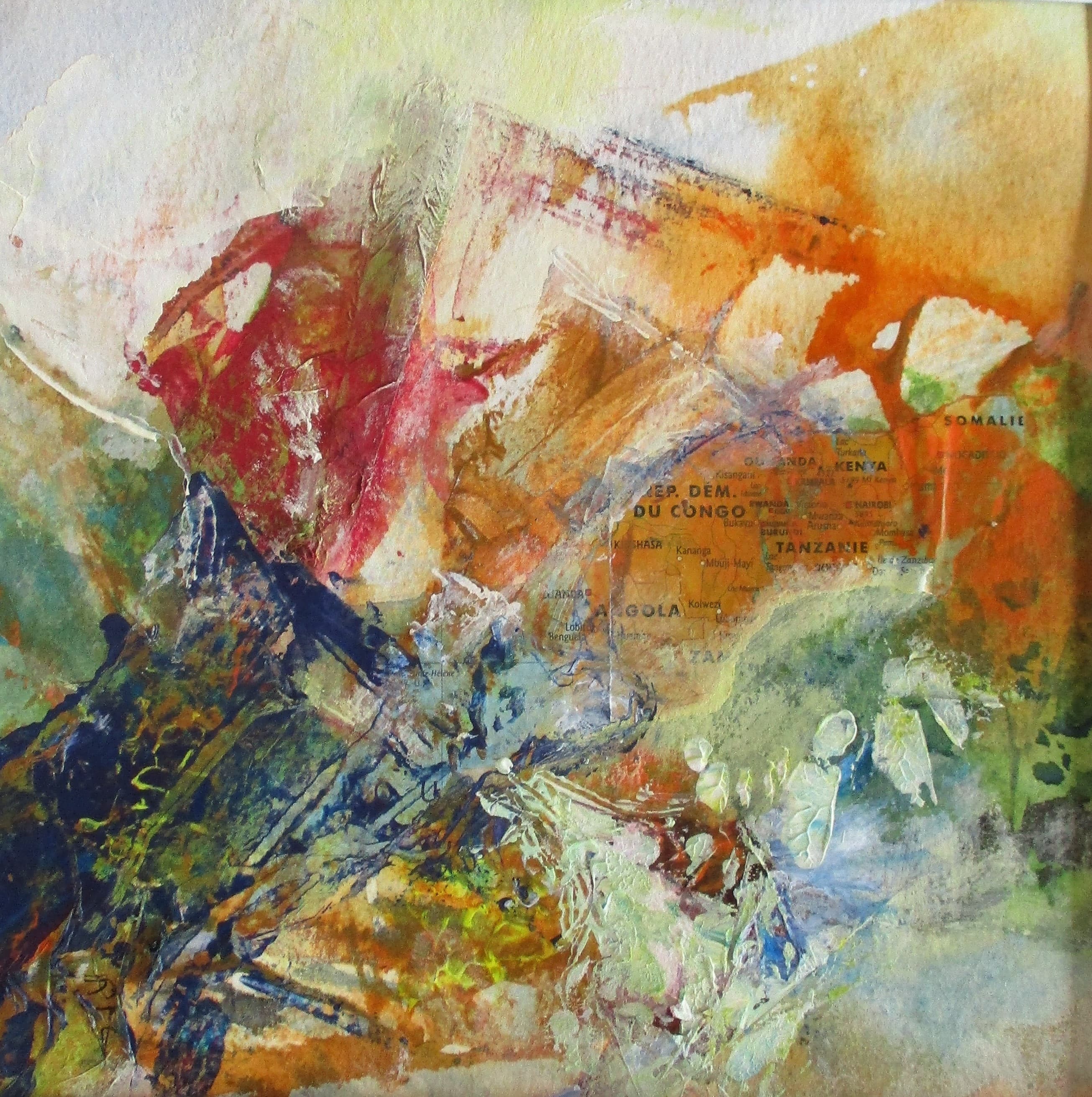 Tableau Acrylique et collages sur papier