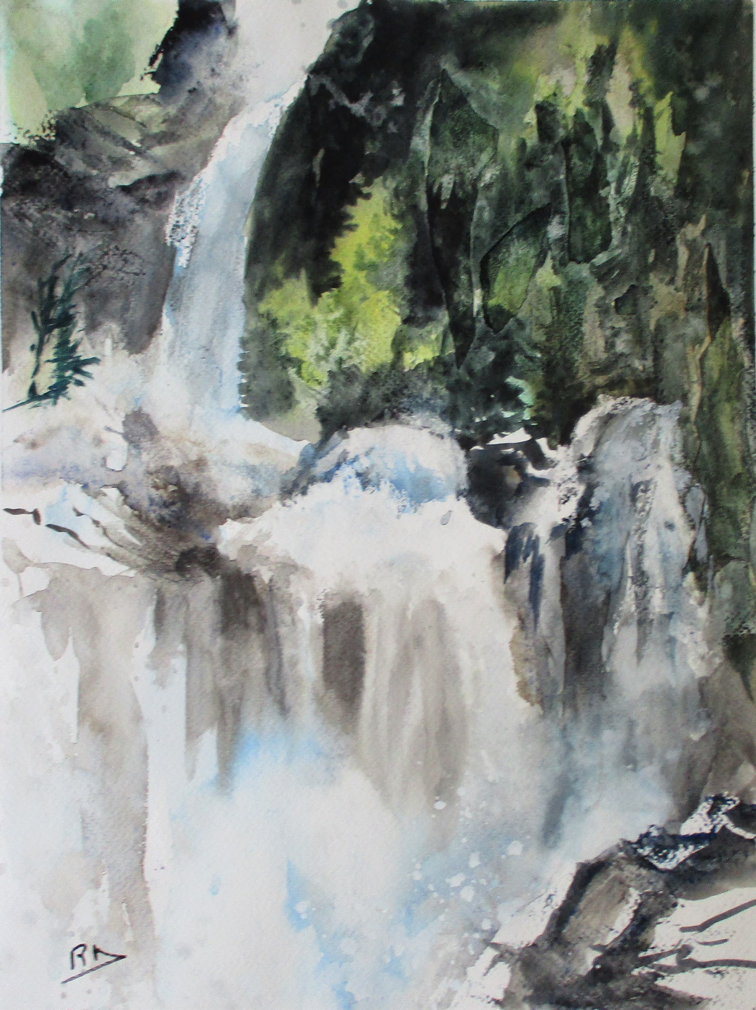 Aquarelle sur papier et collages