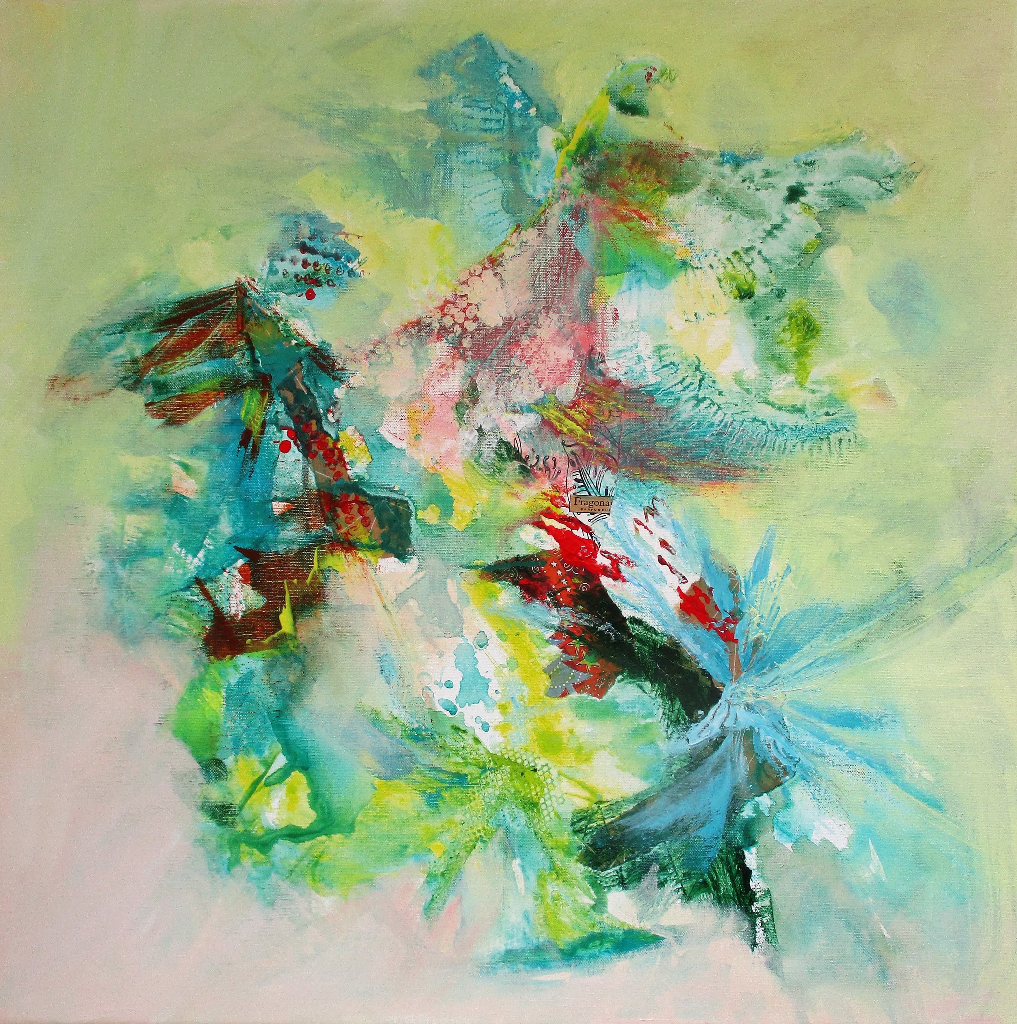 Tableau Acrylique et collages sur toile de lin