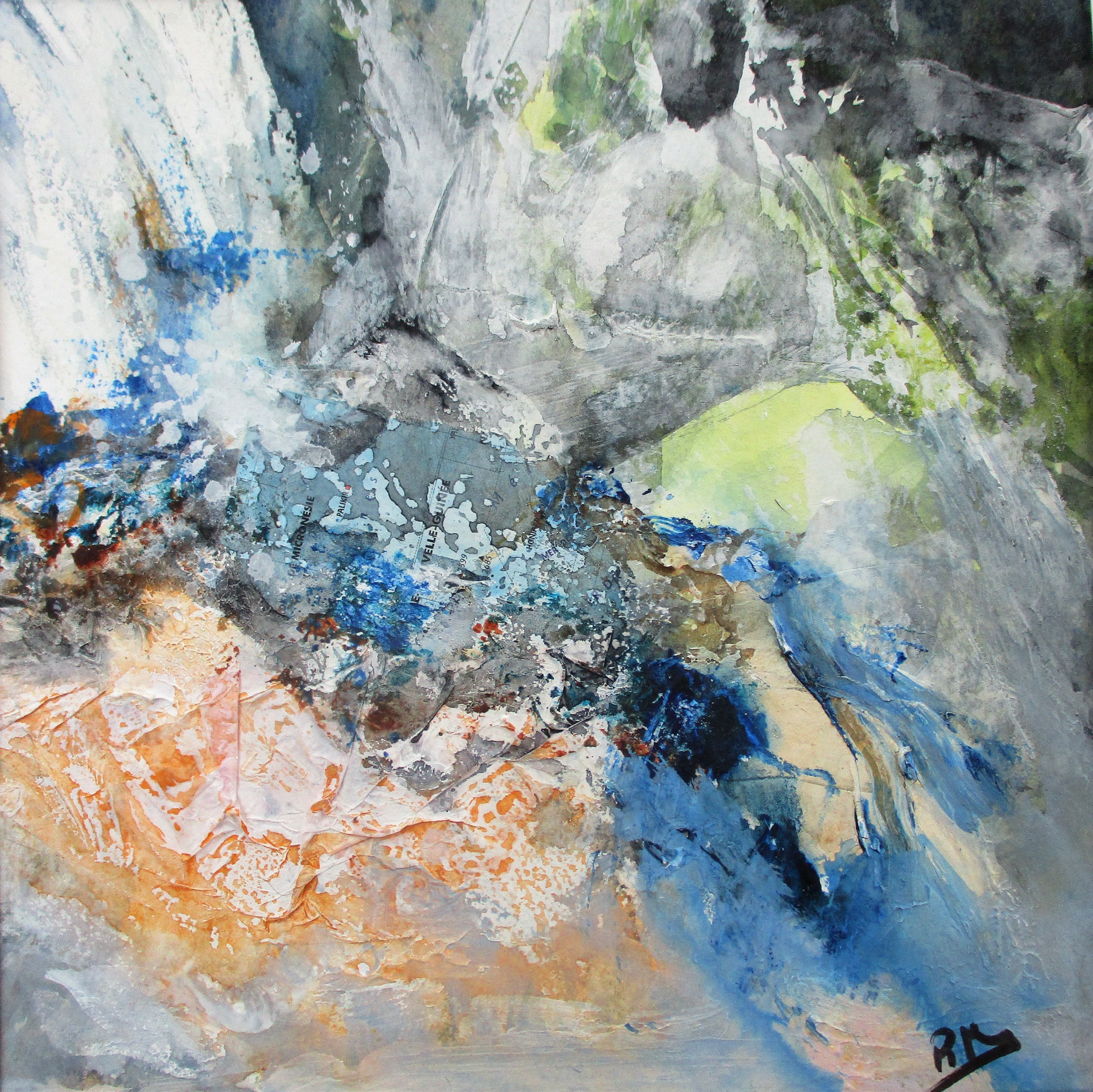 Acrylique sur papier et collages