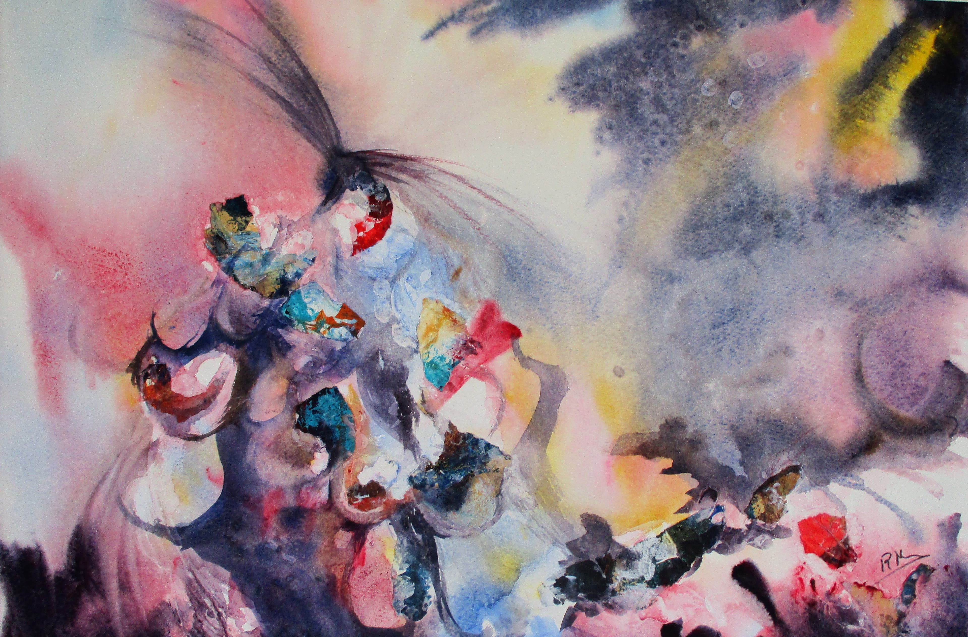 Aquarelle sur papier et collages