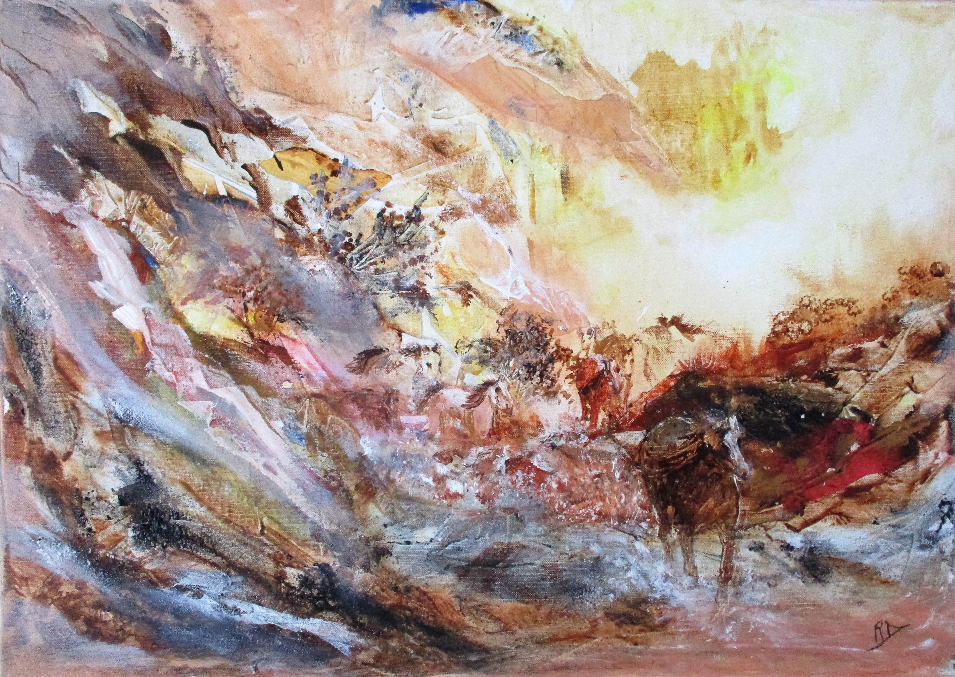 Tableau Acrylique et collages sur toile de lin