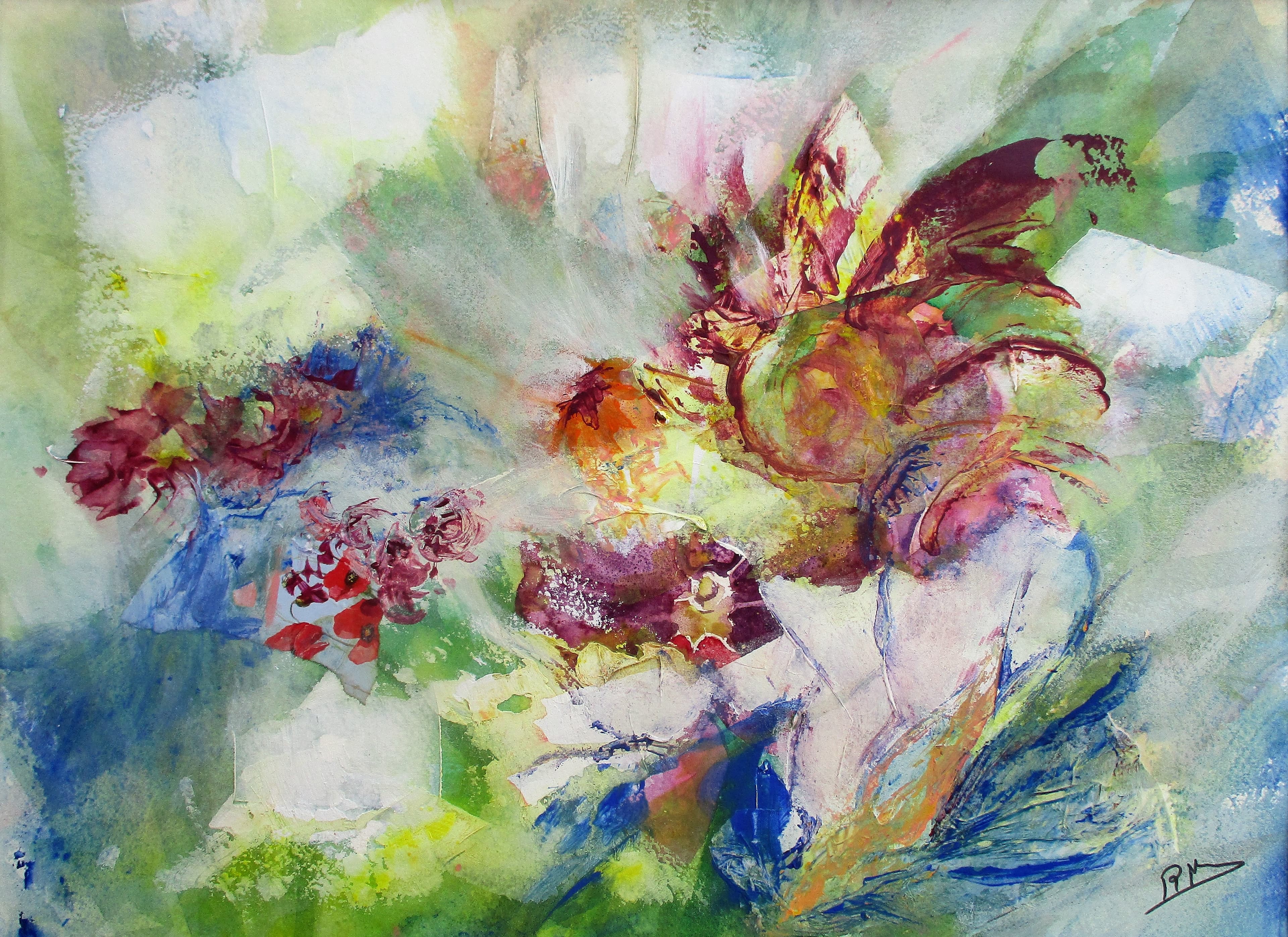 Aquarelle sur papier et collages