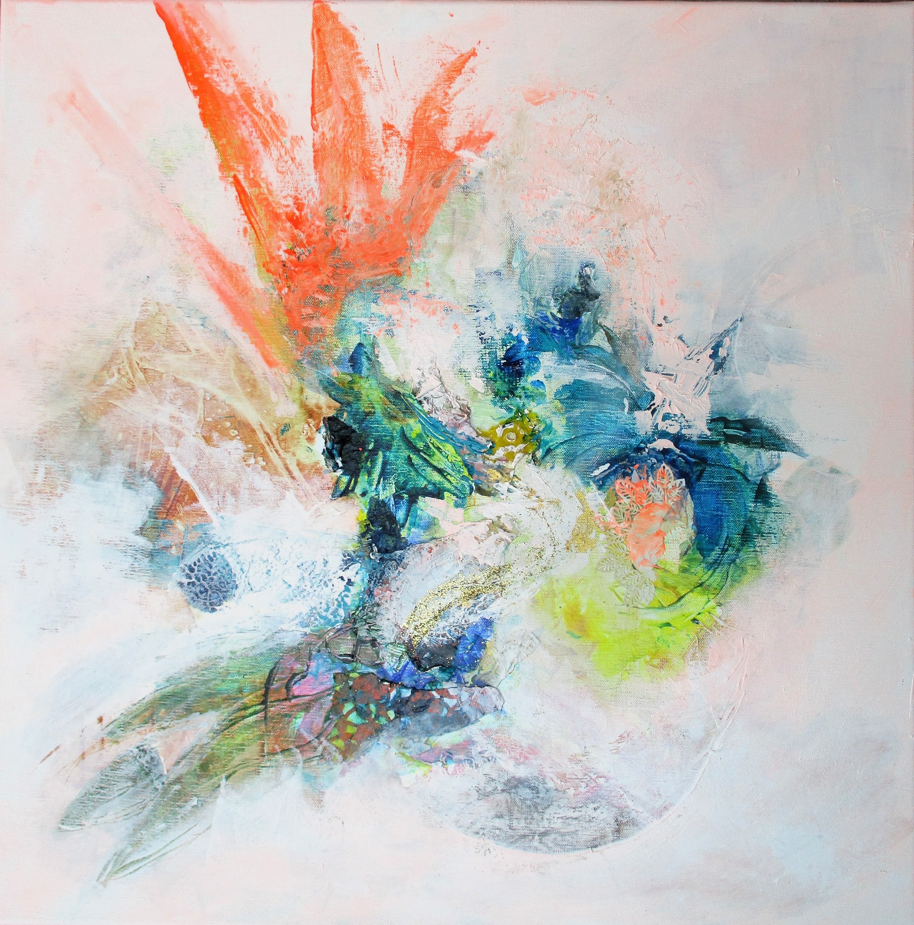 Tableau Acrylique et collages sur toile de lin