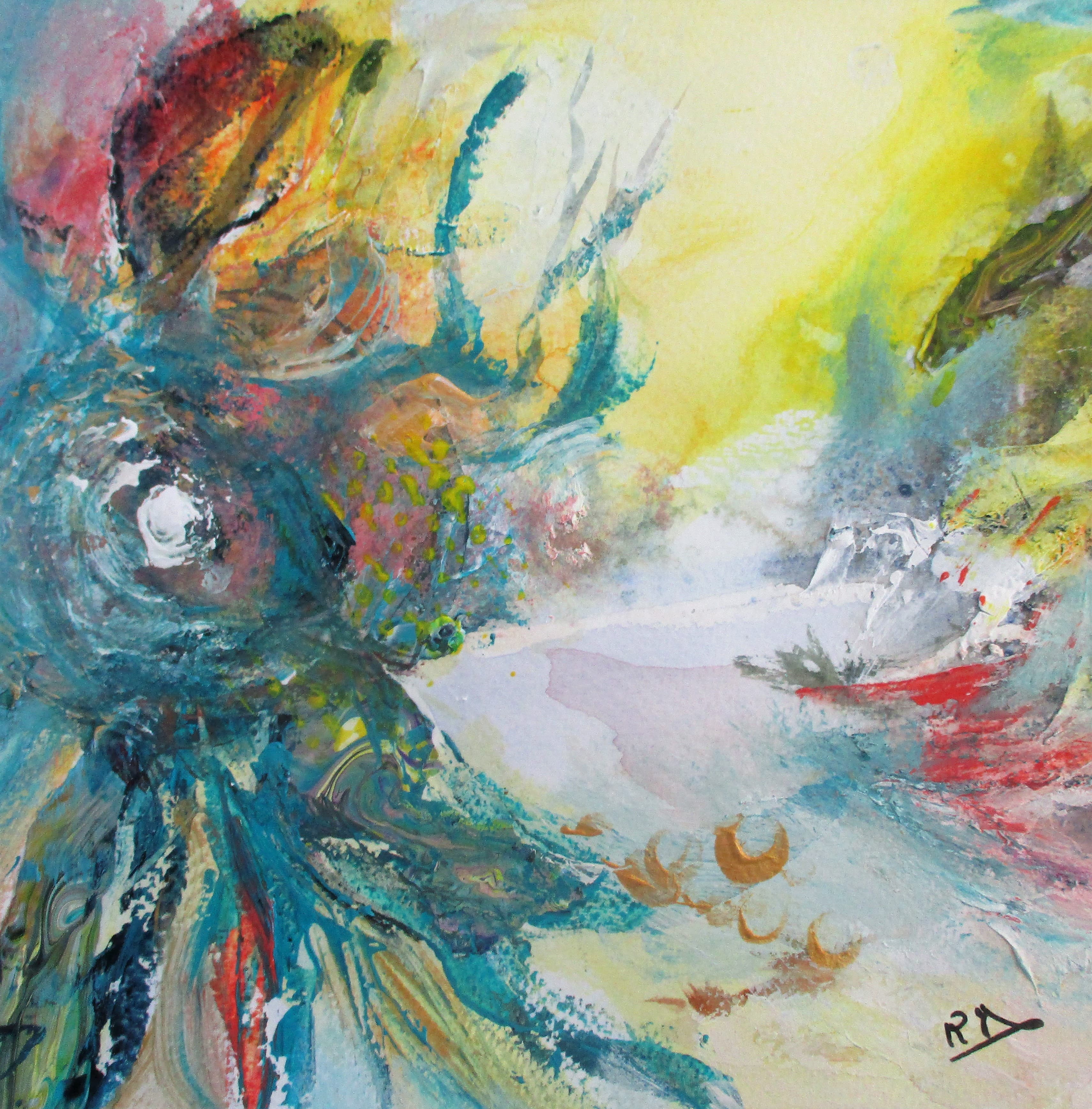 acrylique sur papier et collages