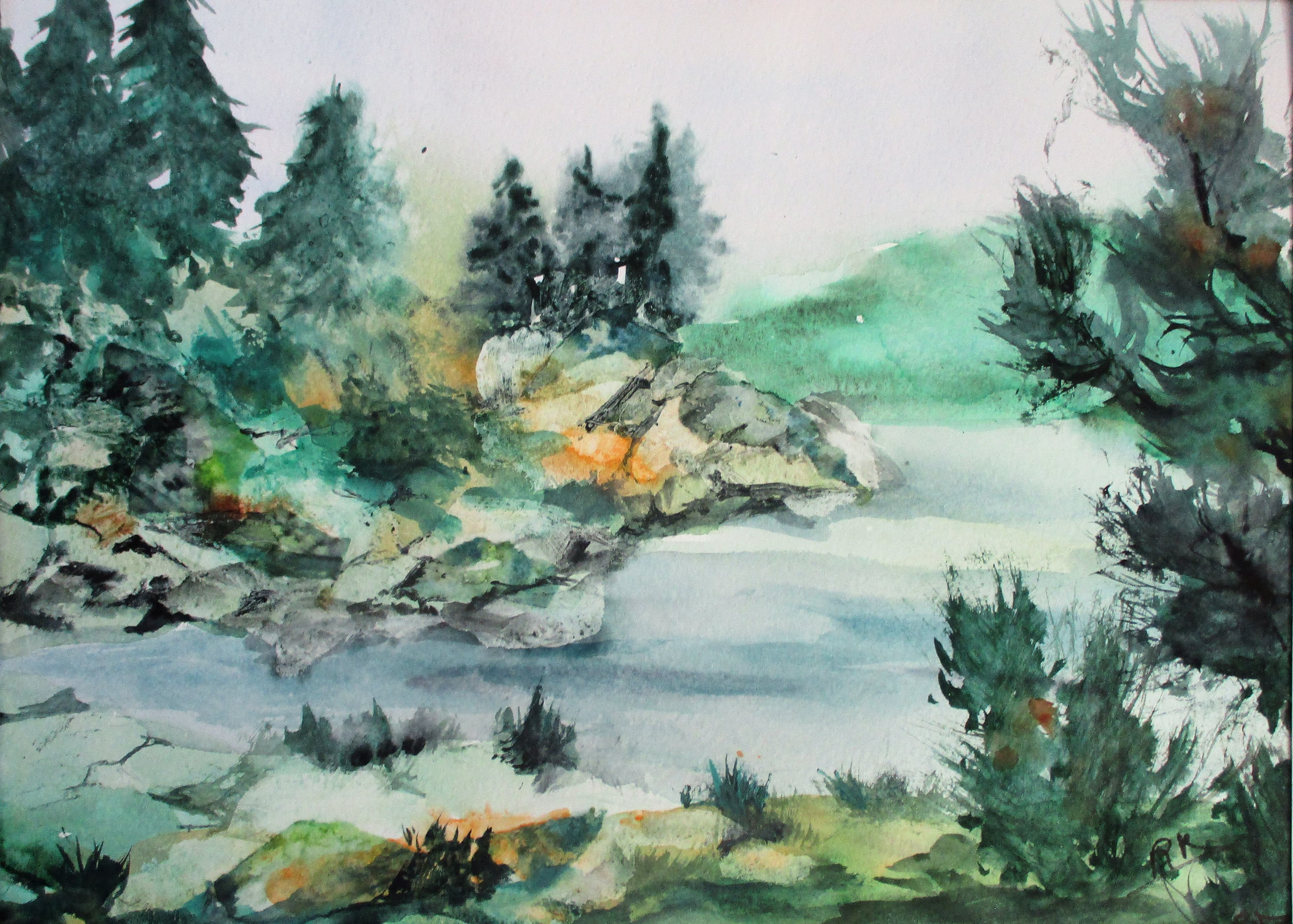 Aquarelle sur papier et collages