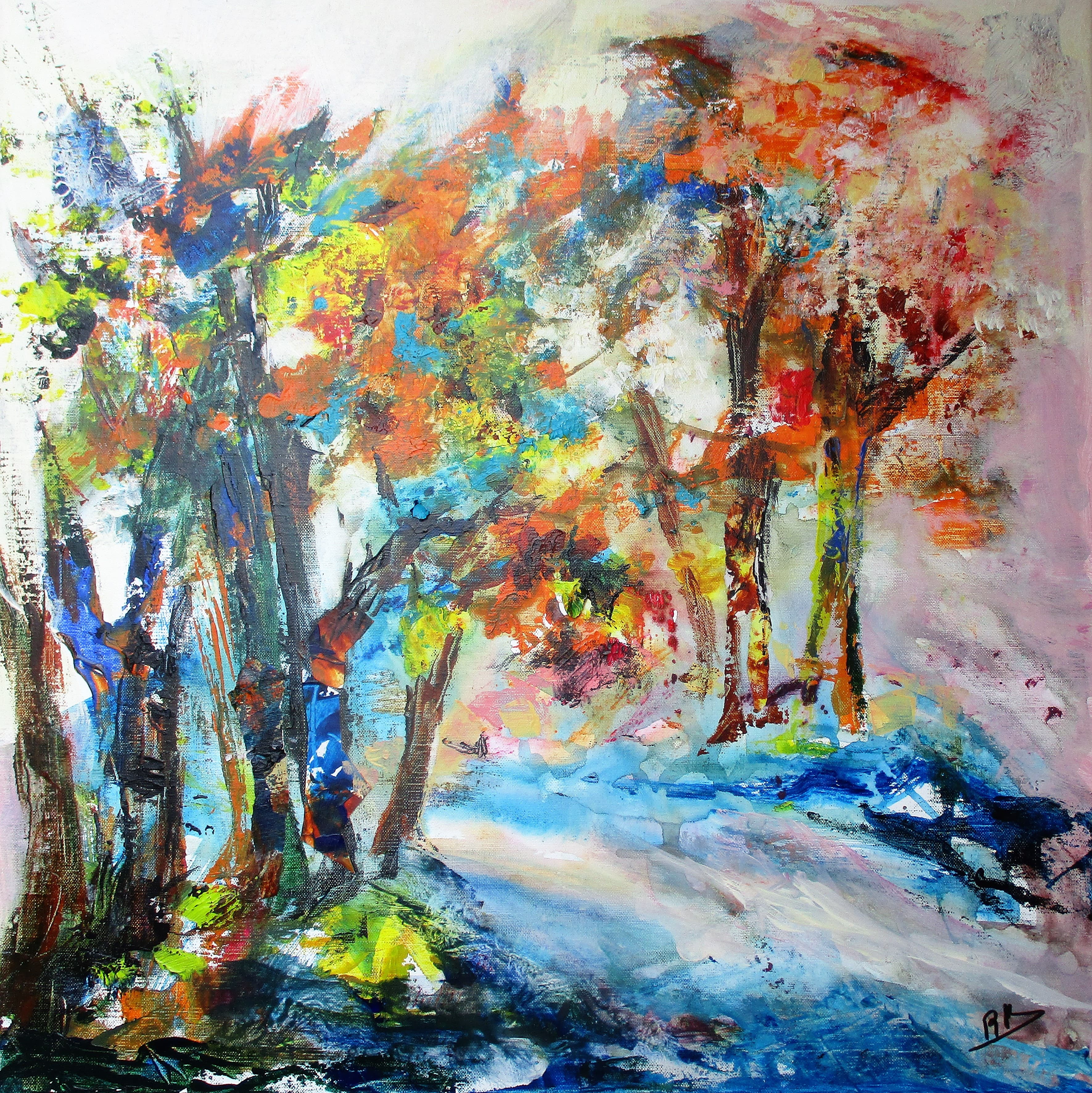 Tableau Acrylique et collages sur toile de lin