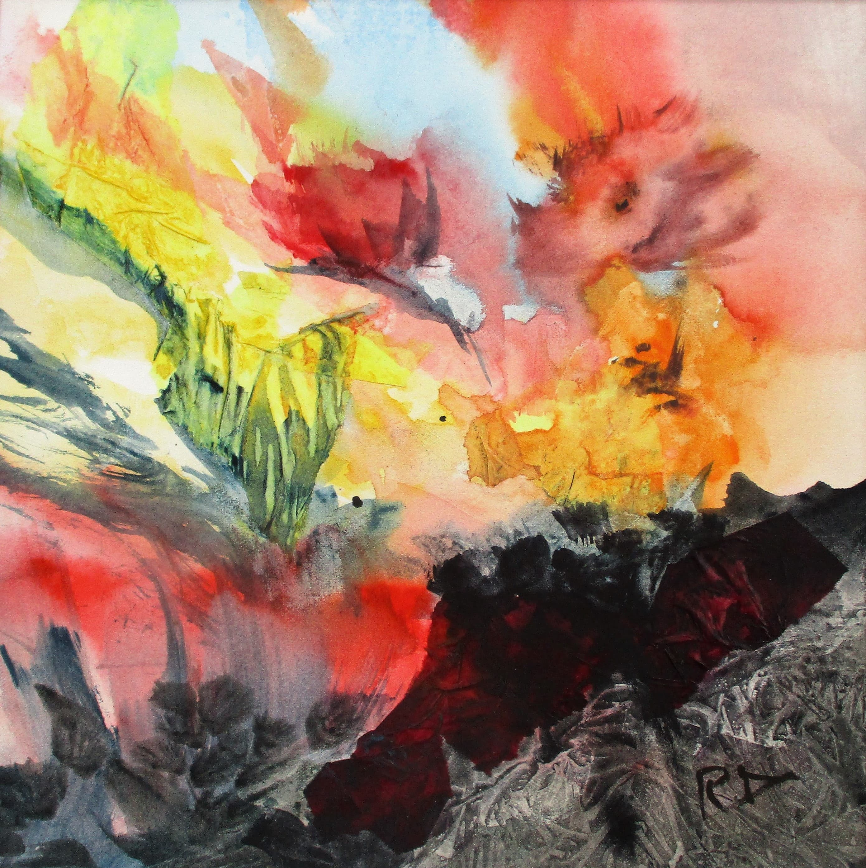 Acrylique sur papier et collages
