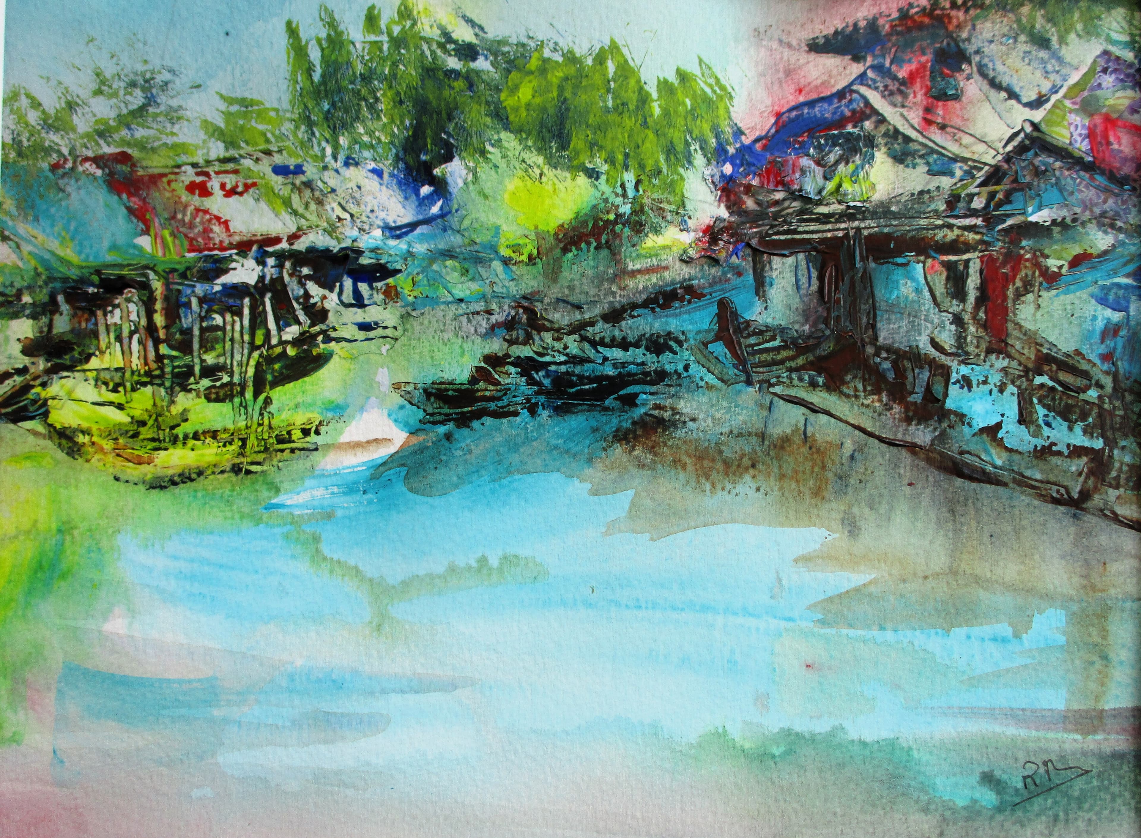 Tableau Acrylique et collages sur papier