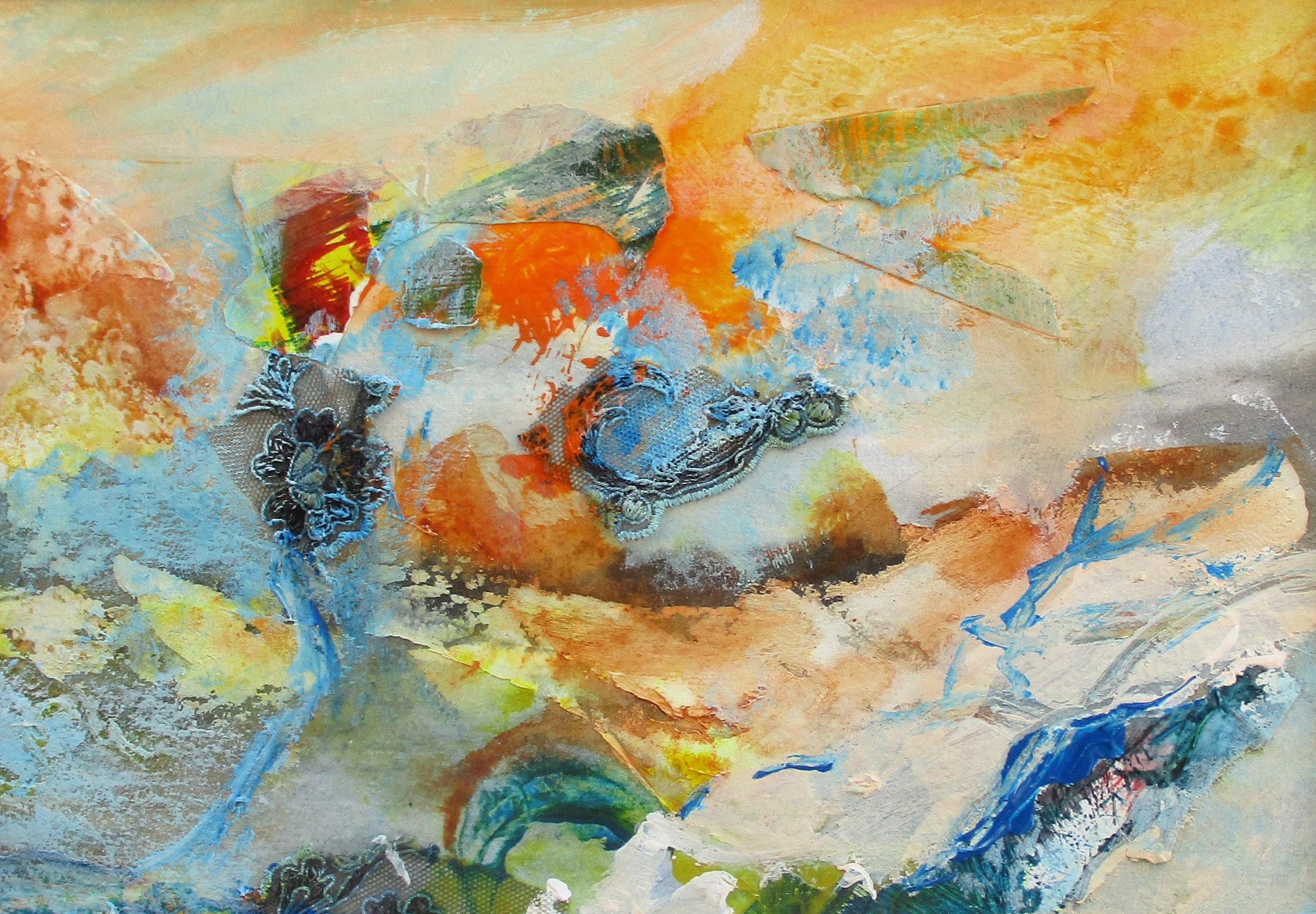 Tableau Acrylique et collages sur papier