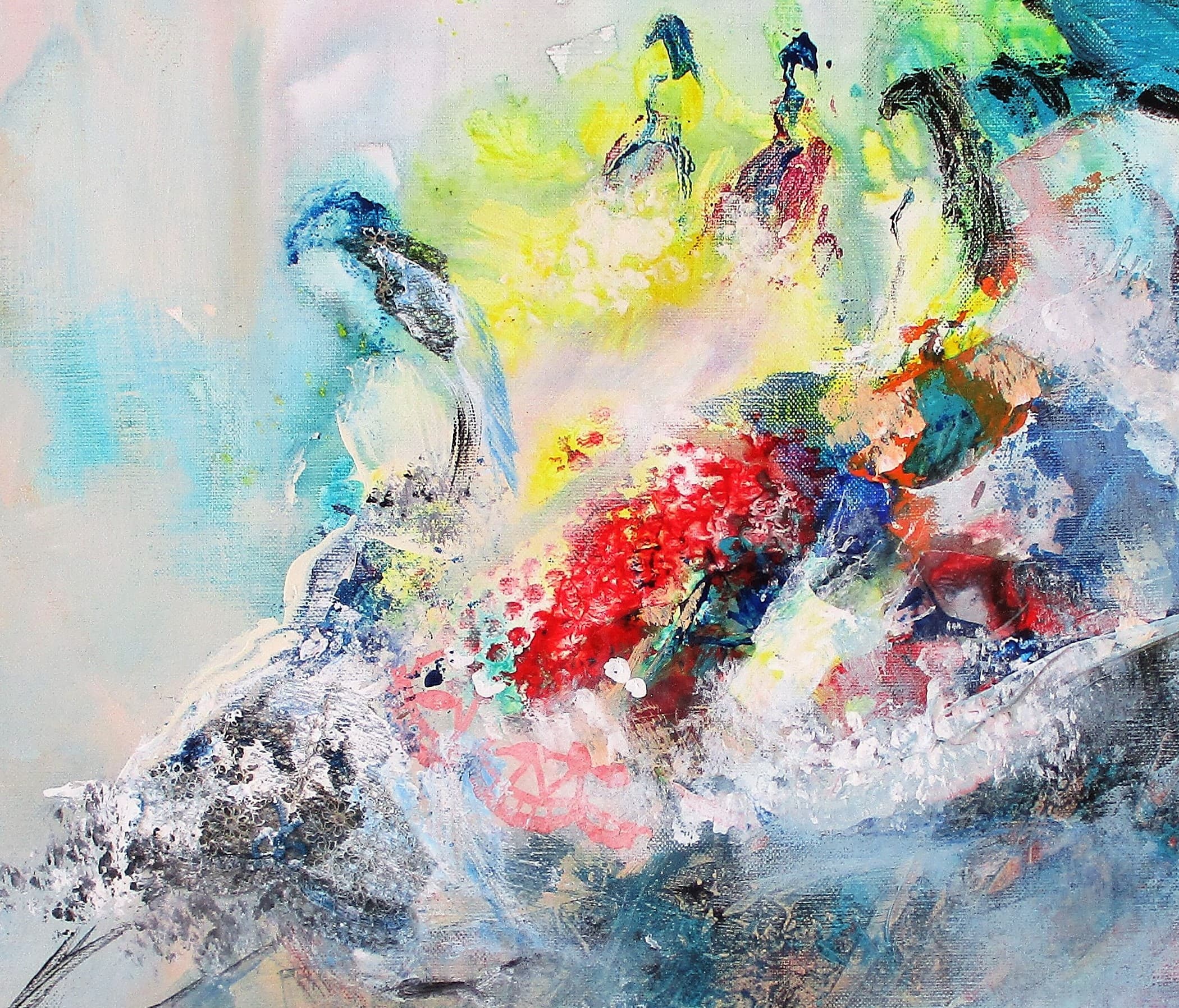 Tableau Acrylique et collages sur toile de lin
