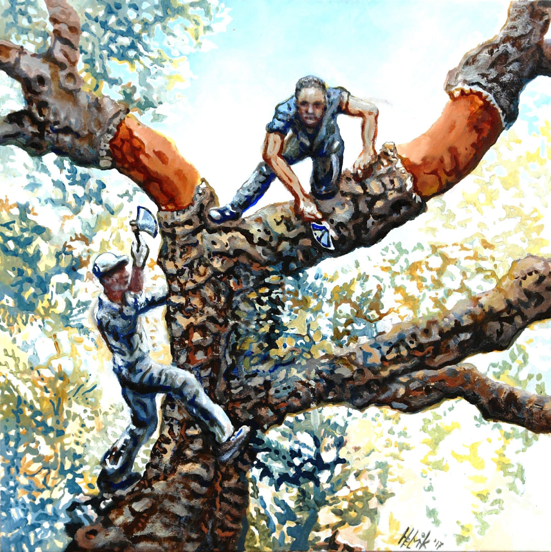 Corkpealers in the Alentejo - Portugal - 60 x 60 cm
