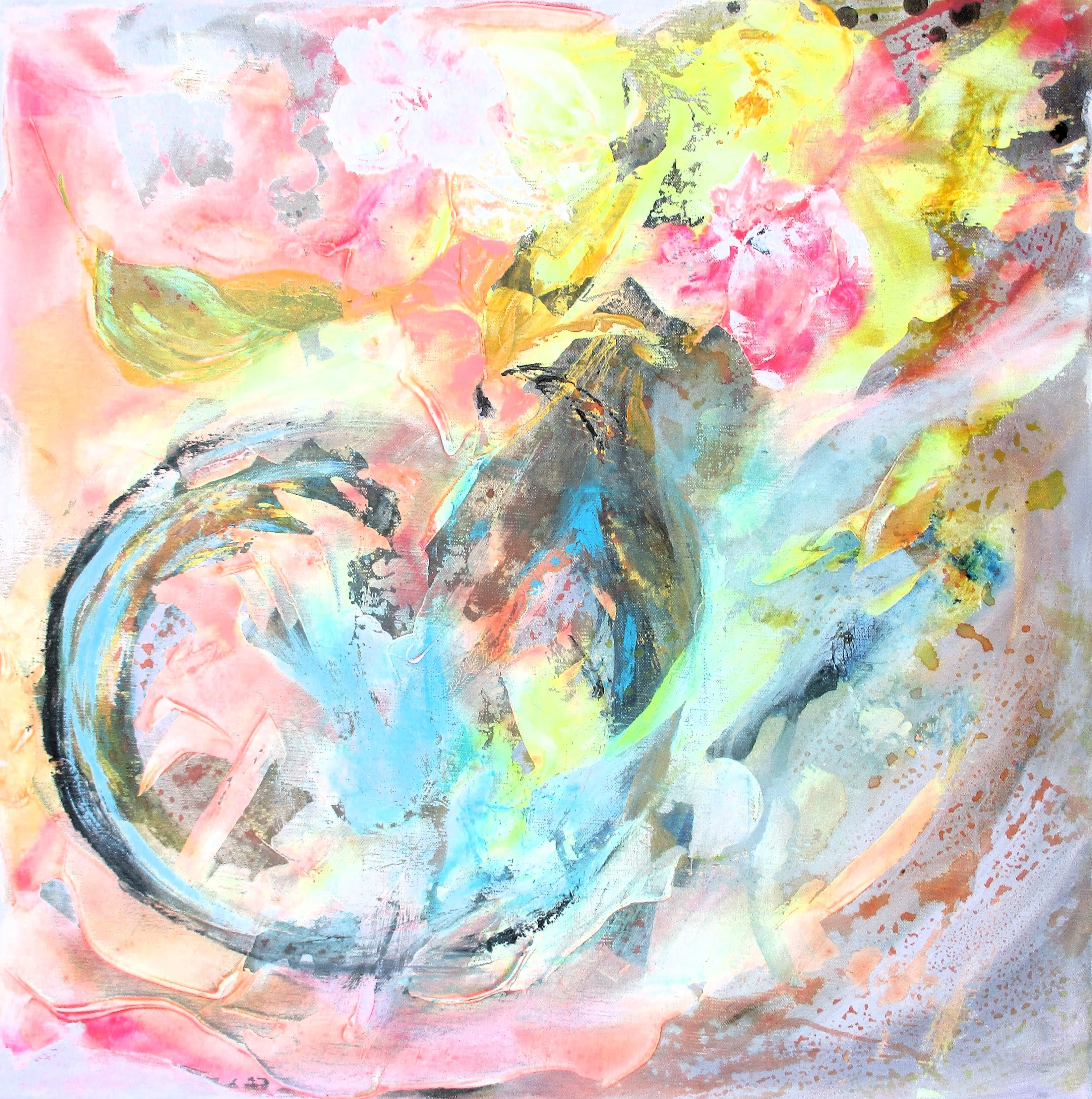 Tableau Acrylique et collages sur toile de lin