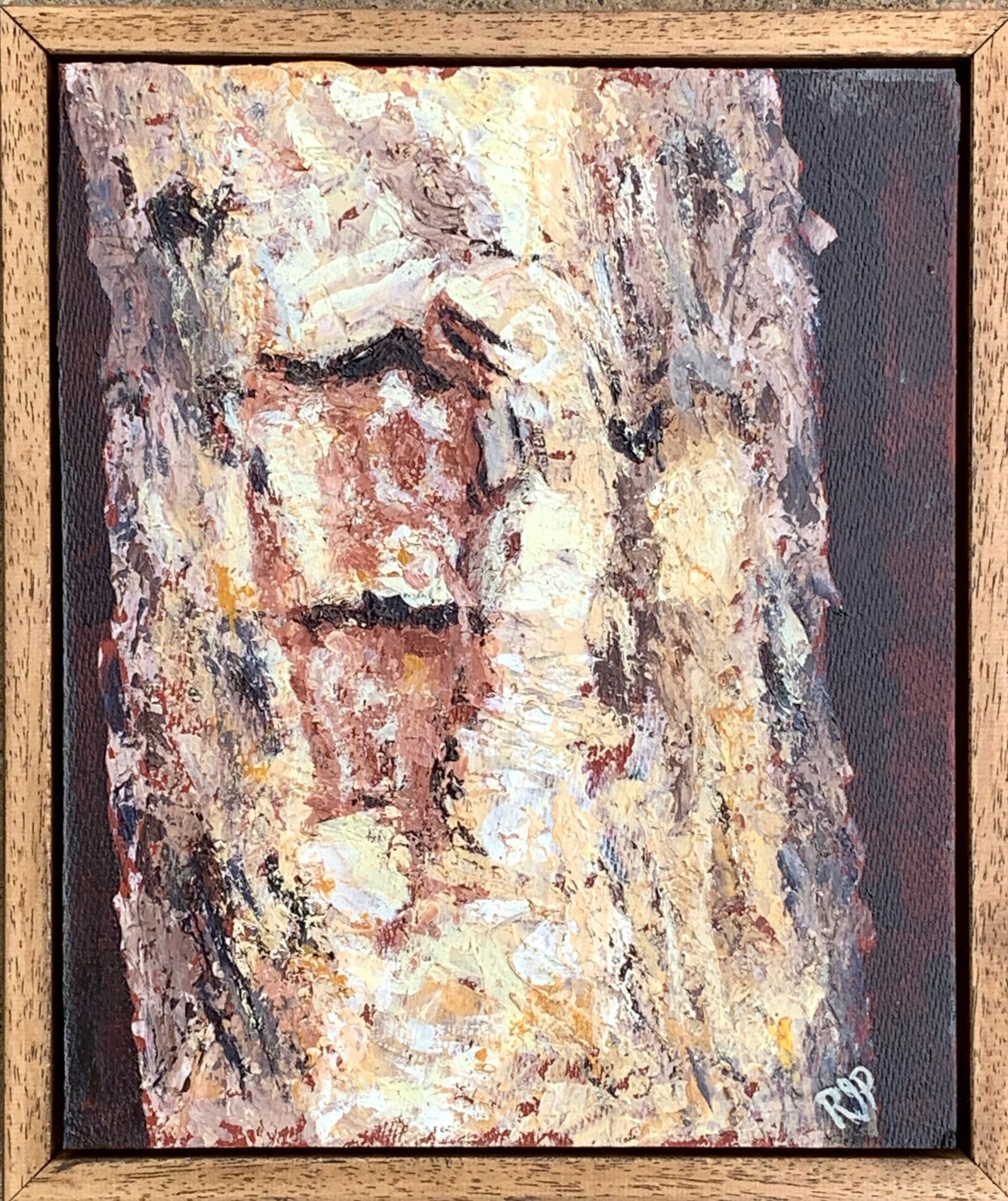 Himalayan Birch Bark, acrylic painting in deep wood frame, 26cm x 30cm (10" x 12")