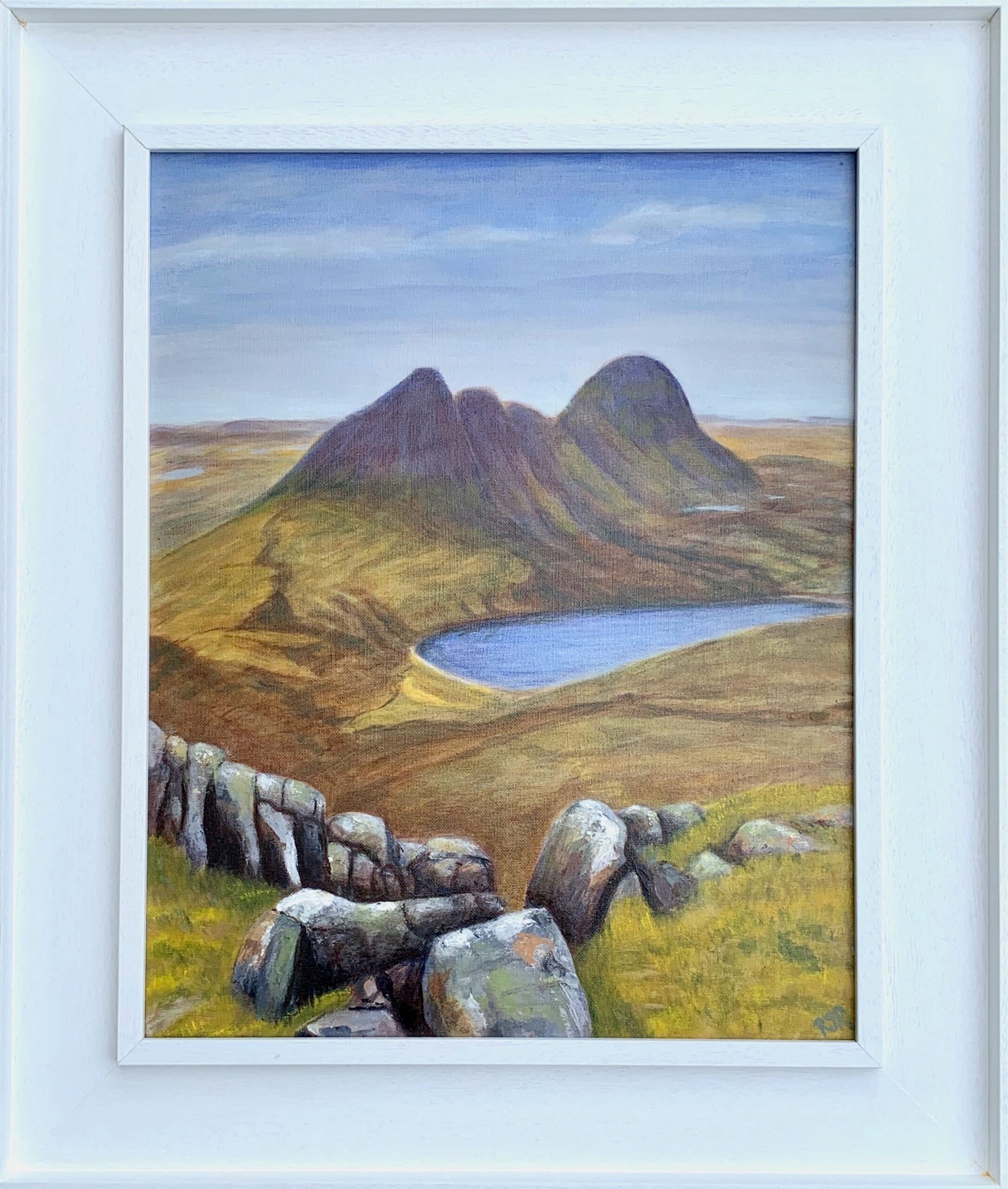 Suilven from Canisp, acrylic painting 56cm x 66cm (22" x26"), Scottish mountain scene
