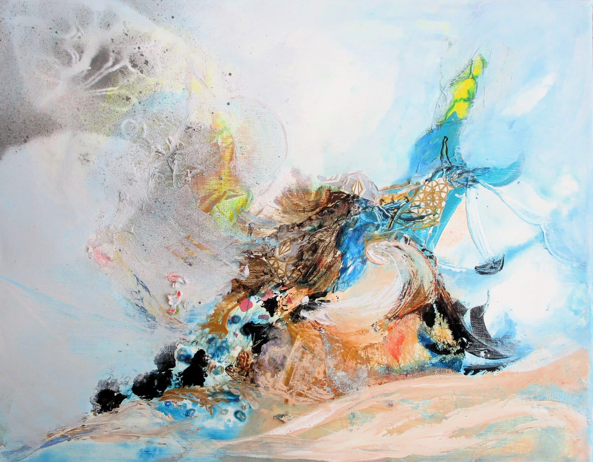 Tableau Acrylique et collages sur toile de lin